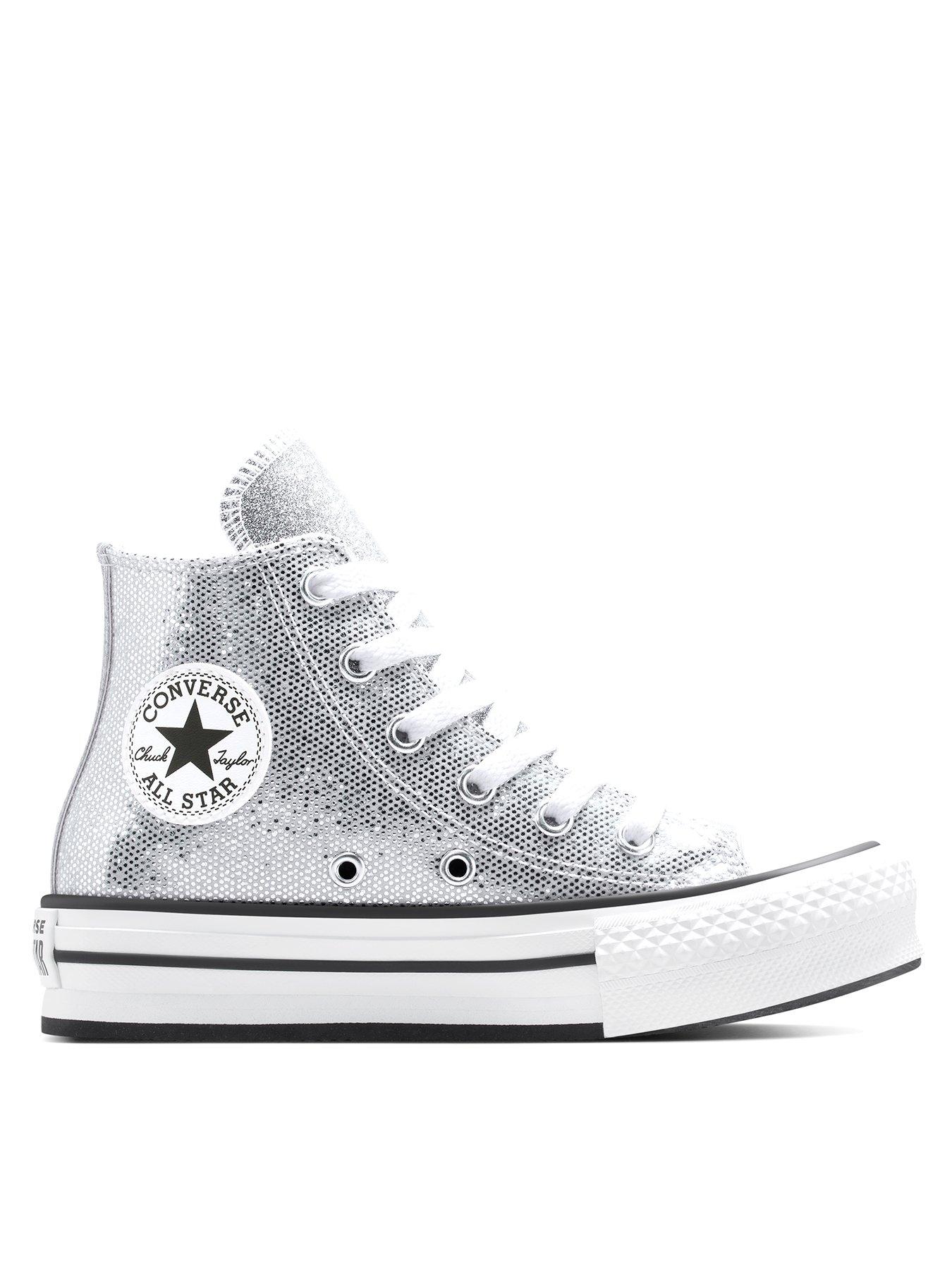 Converse Youth Chuck Taylor All Star Lift Disco Platform High Top - Silver