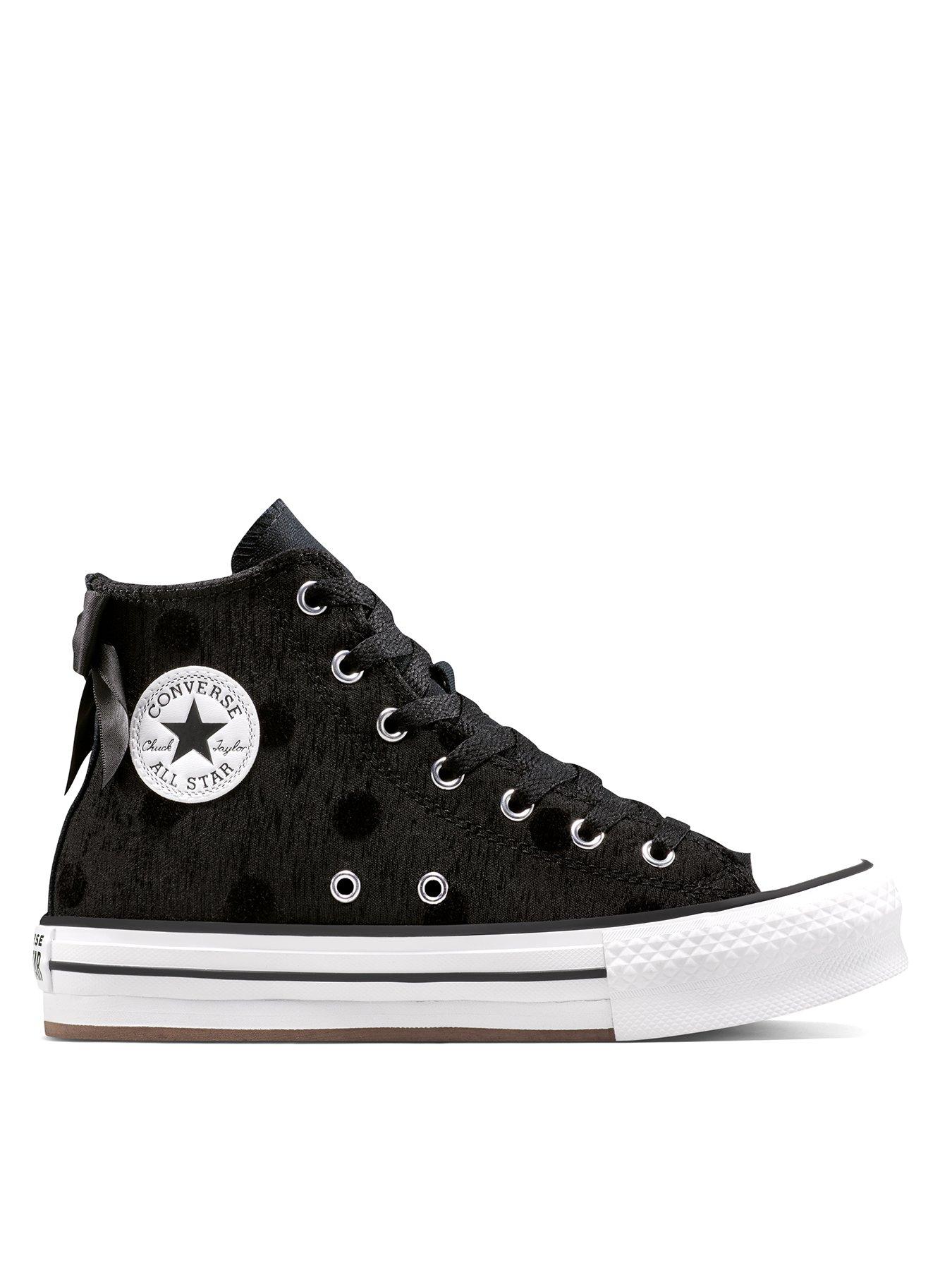Converse: Kids Chuck Taylor All Star Lift Bow Platform High Tops - Black