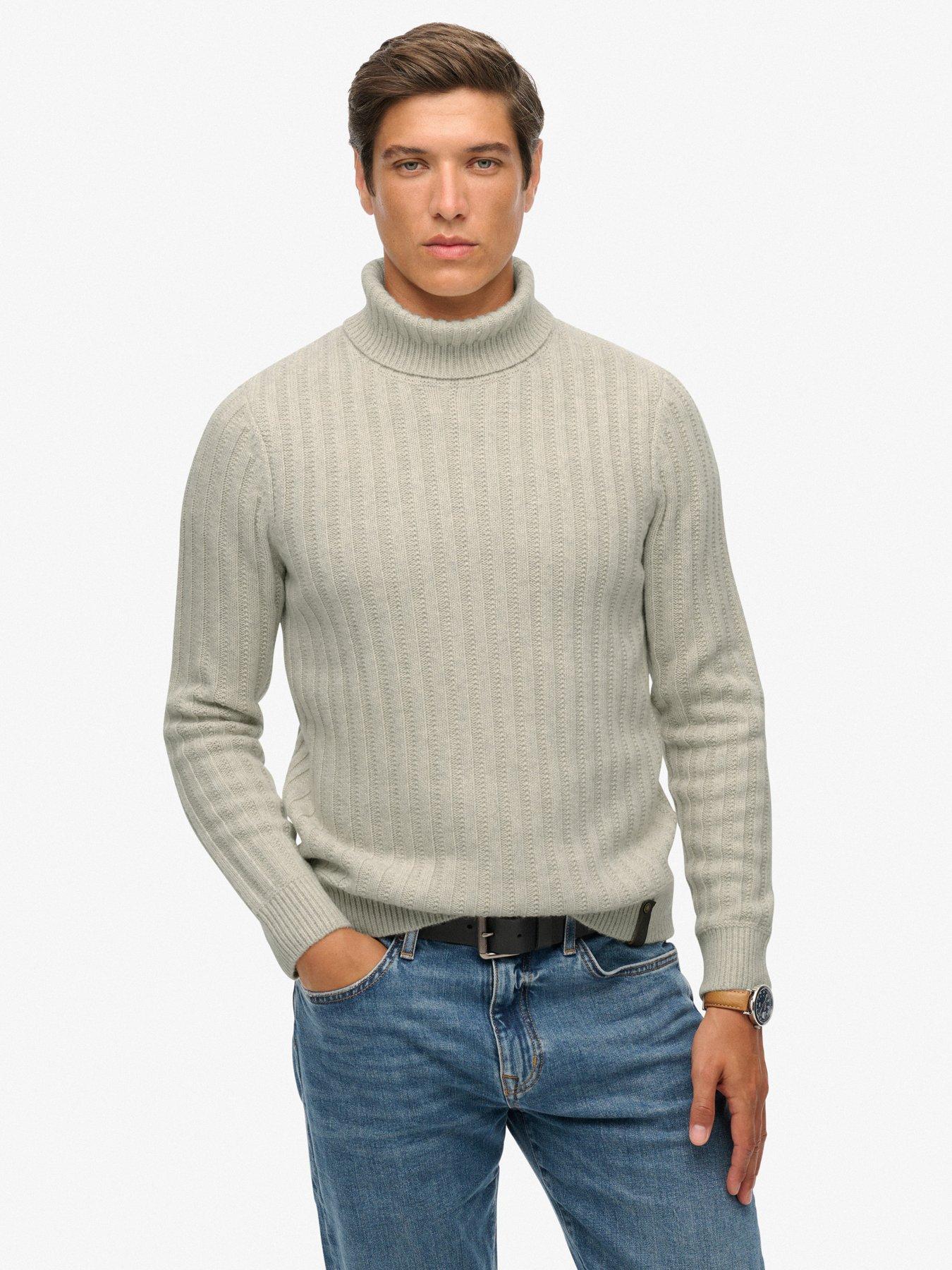 Superdry Merchant Rib Roll Neck Knitted Jumper - Cream