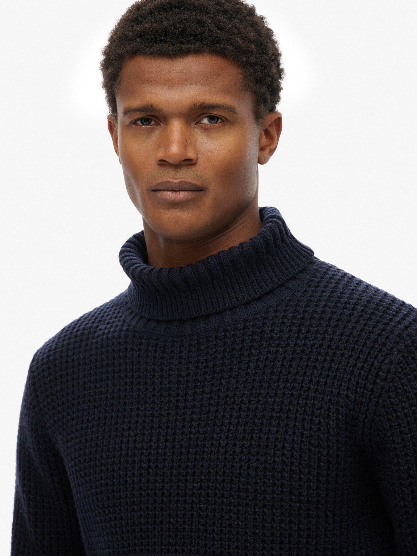 Image 4 of 5 of Superdry Merchant Rib Roll Neck Knitted Jumper - Black