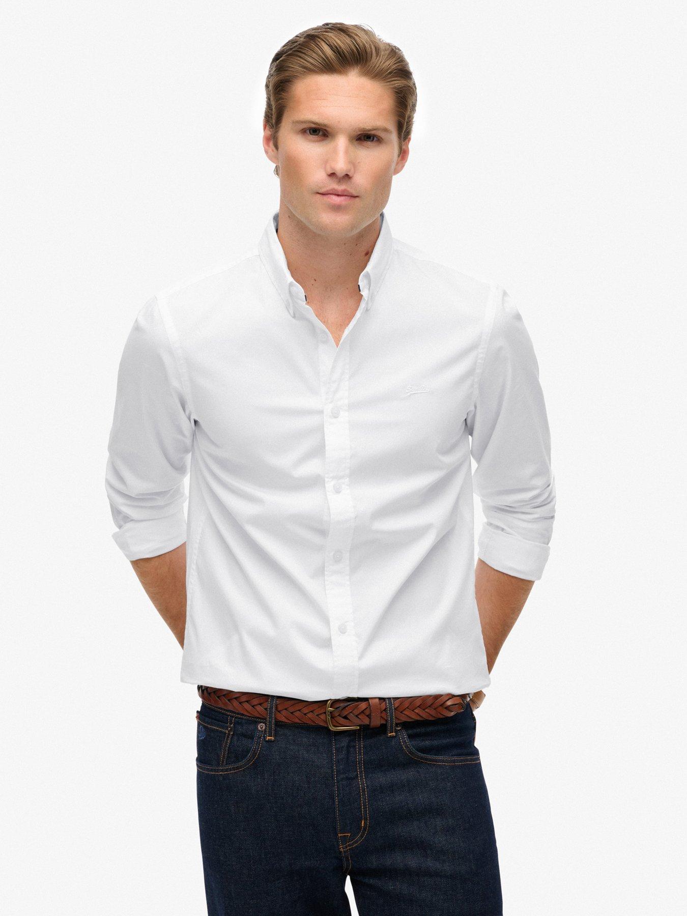 Superdry Essentials Tailored Long Sleeve Shirt - White