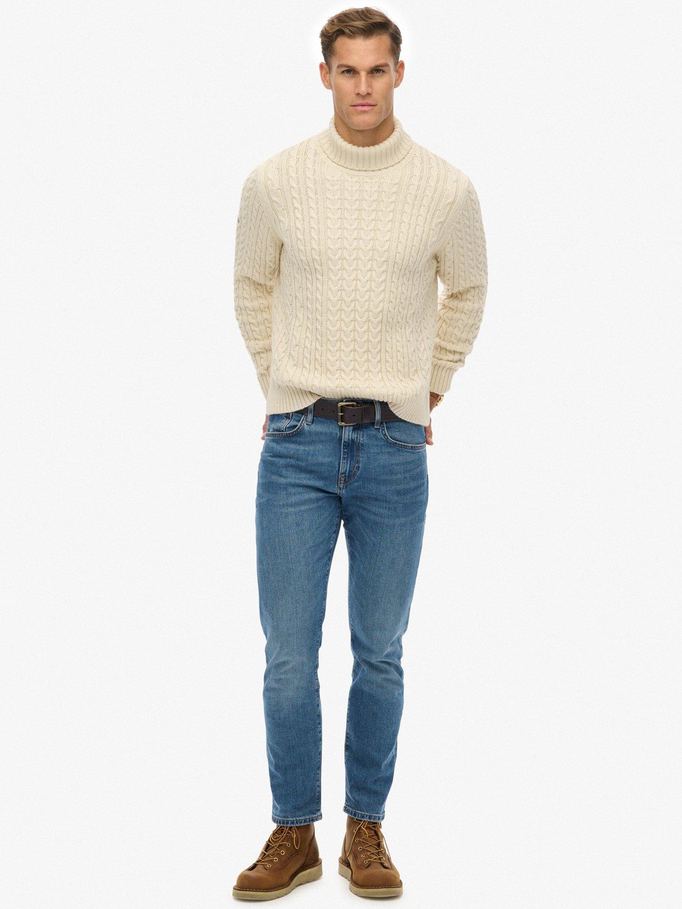 Image 3 of 5 of Superdry Jacob Cable Roll Neck Jumper - Cream