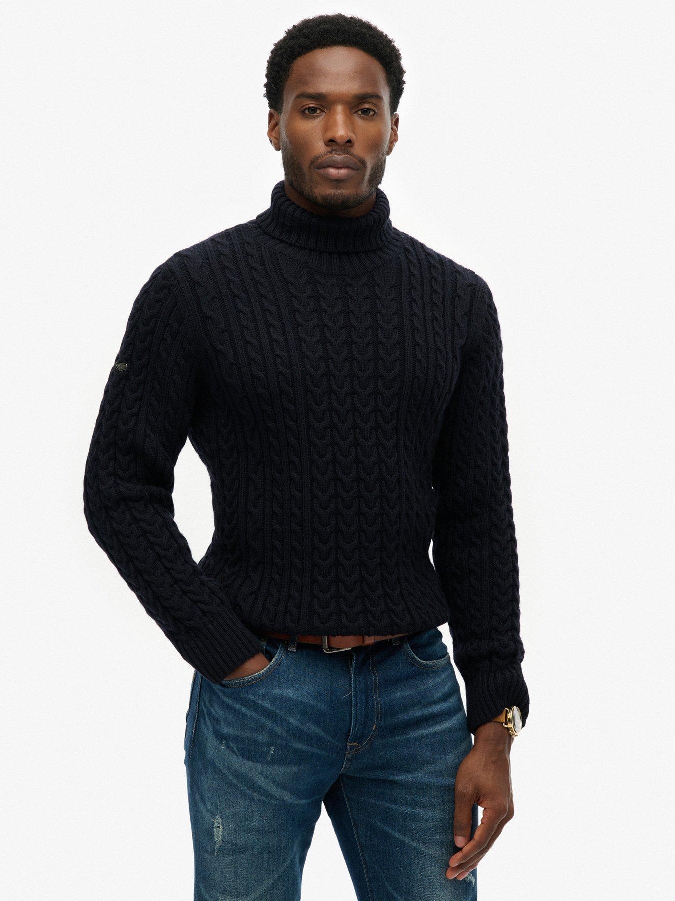 Superdry Jacob Cable Roll Neck Jumper - Black