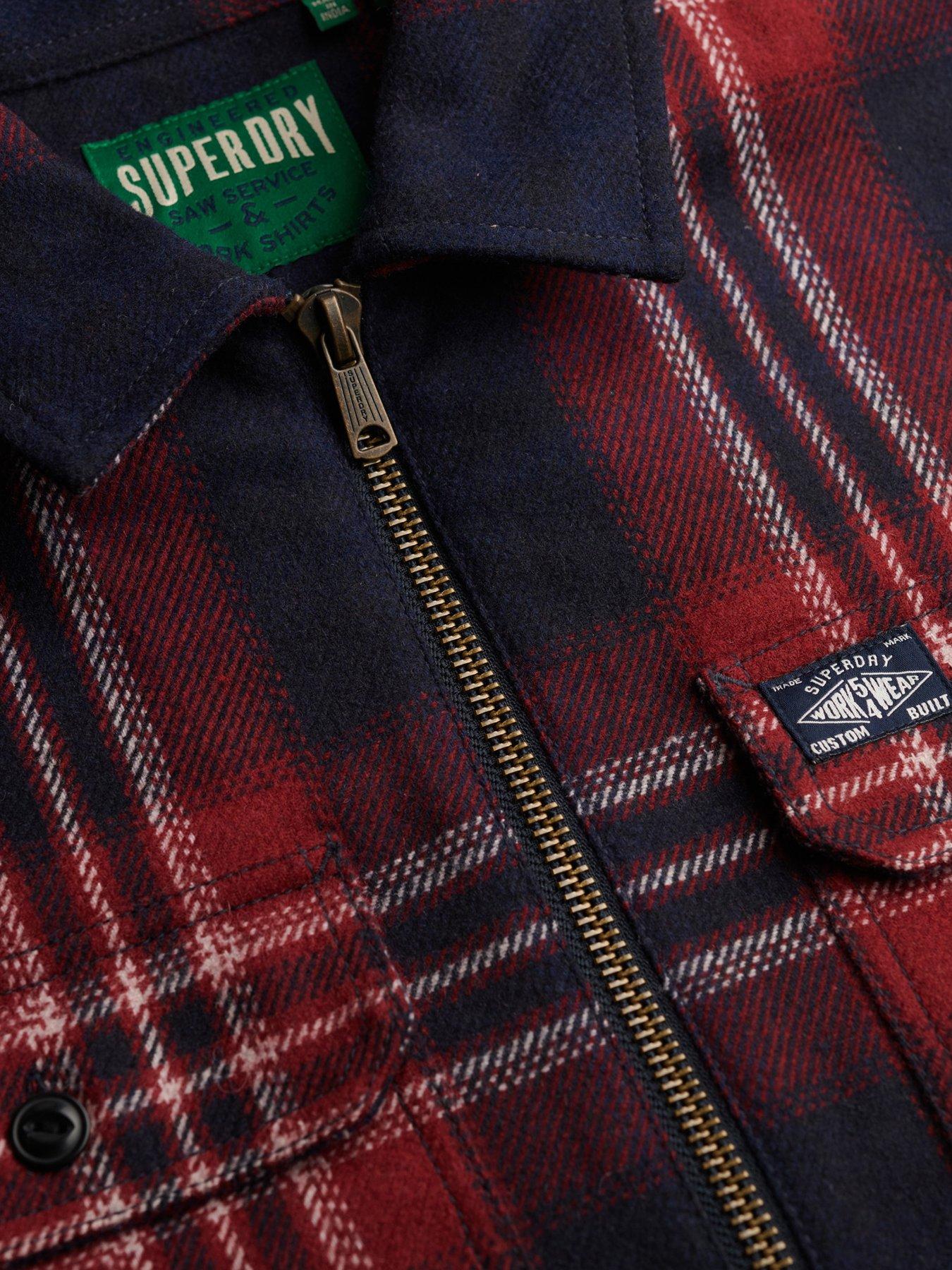 Image 5 of 5 of Superdry Wool Miller Zip Check Overshirt - Red