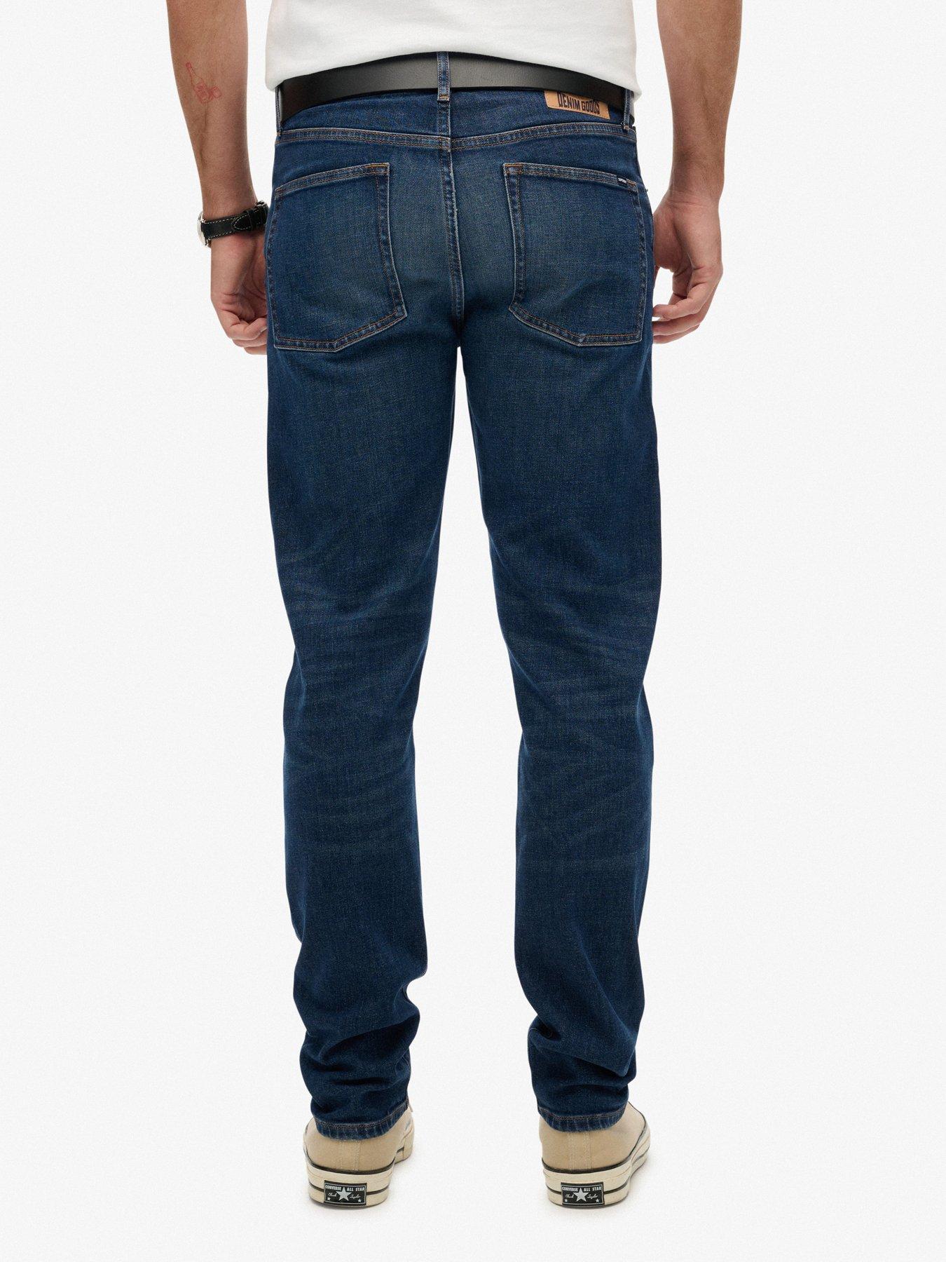 Superdry Vintage Slim Straight Jeans Mercer Mid Blue - Pantalon Homme Coupe Ajustée