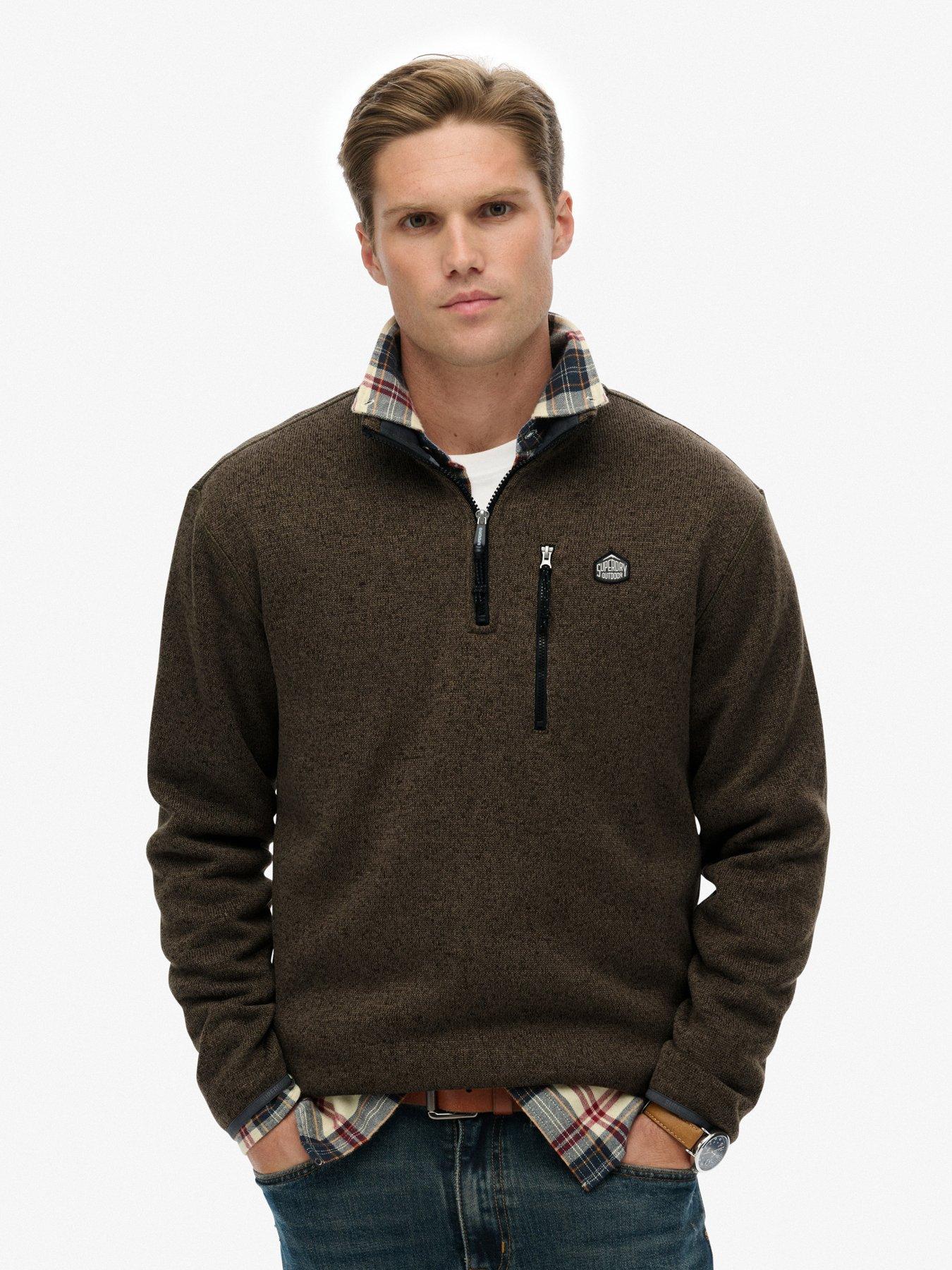 Superdry Storm Fleece Half Zip Sweat - Brown