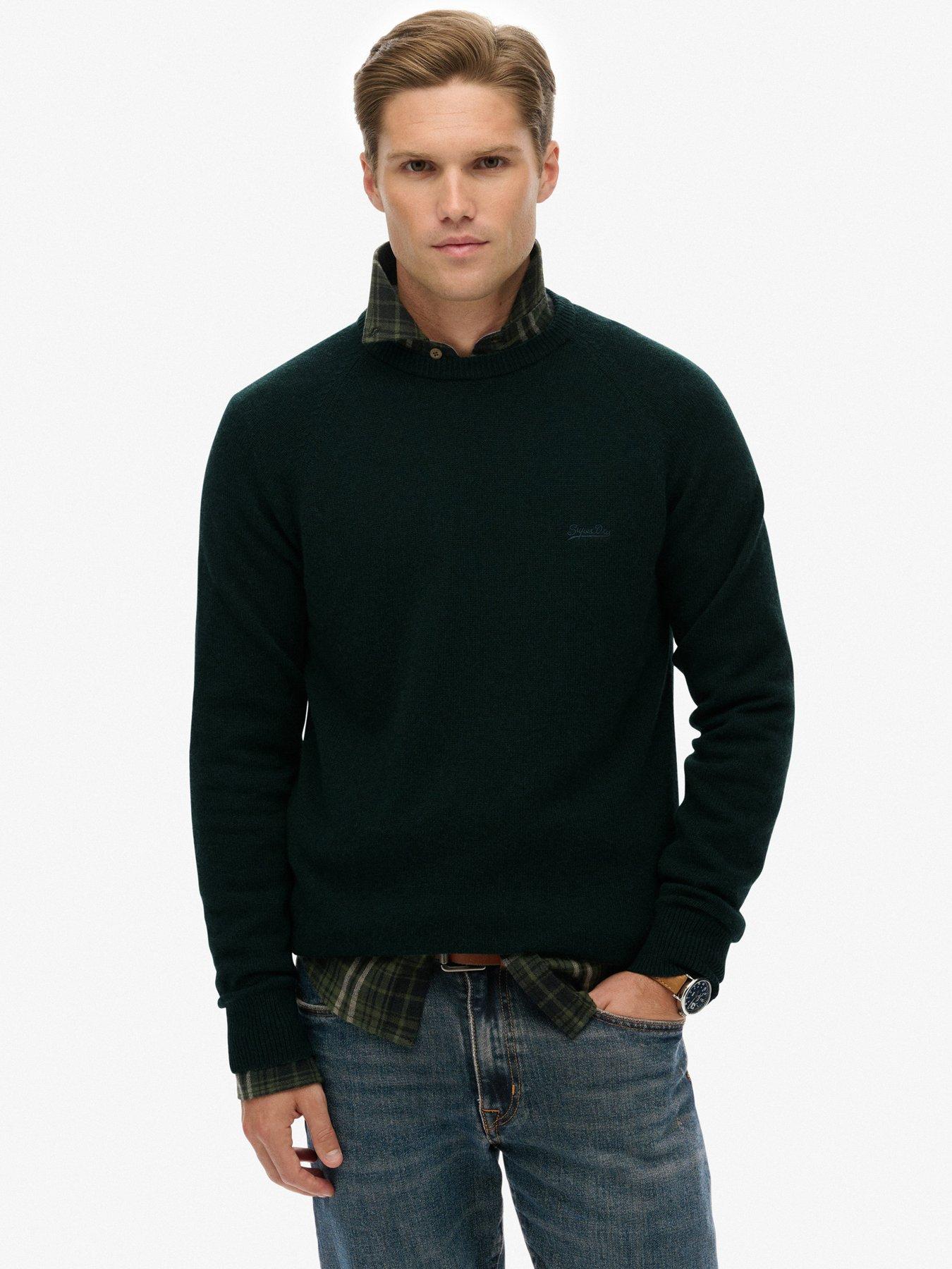 Superdry Wool Blend Knitted Jumper - Forest Green