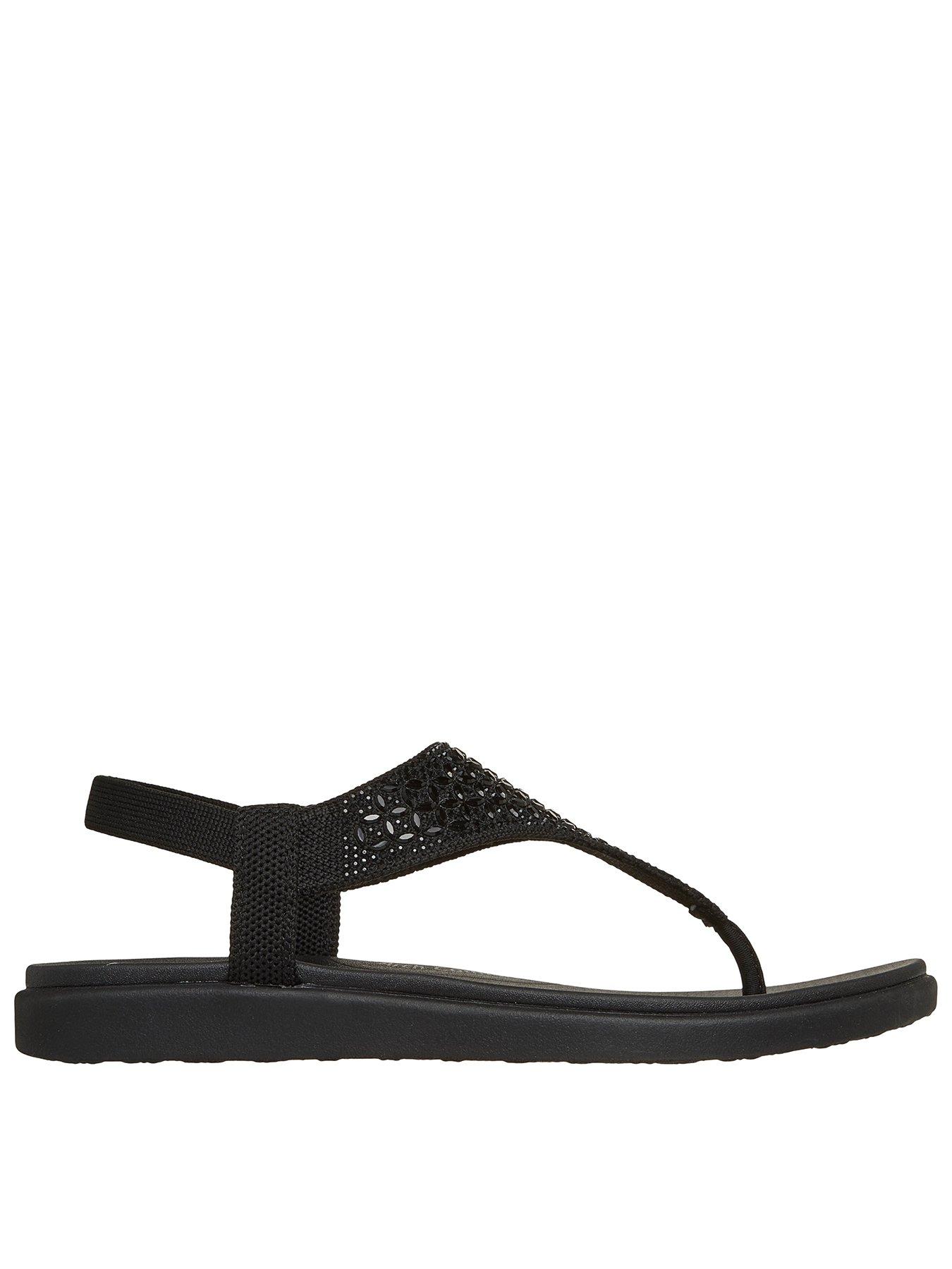 Skechers Meditation Luxe Toe-Post Sandal - Black Knit