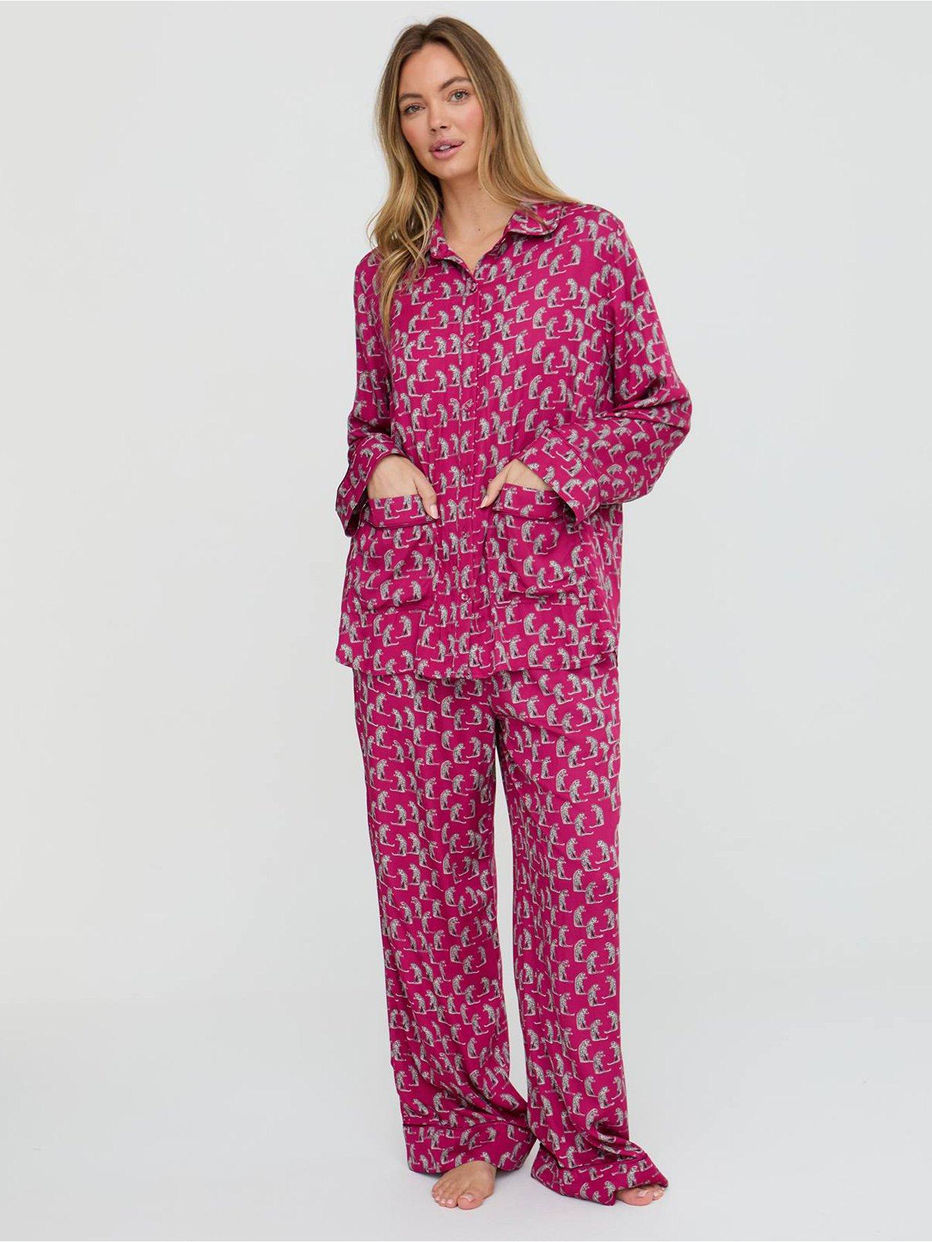 Lily & Lionel Evie Leopard Printed Pyjama Set - Dark Red