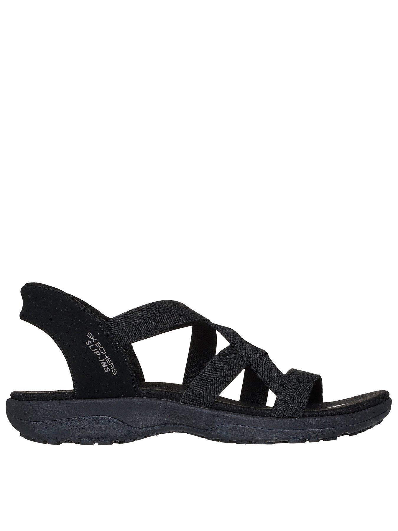 Image 1 of 5 of Skechers Wide Fit Reggae Slim Strech Sandal - Black