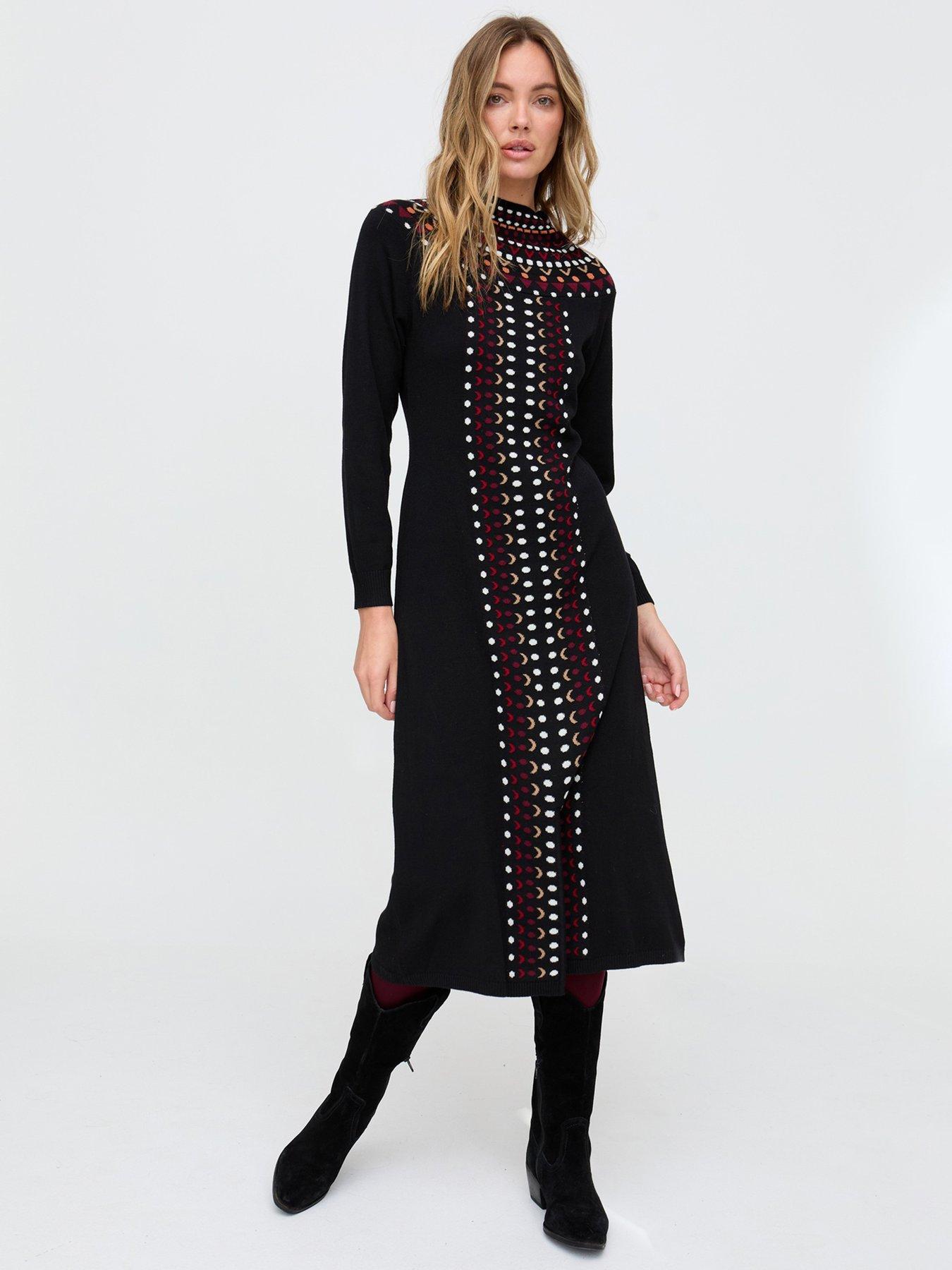 Raffya Jethro Geometric Printed Maxi Dress - Black