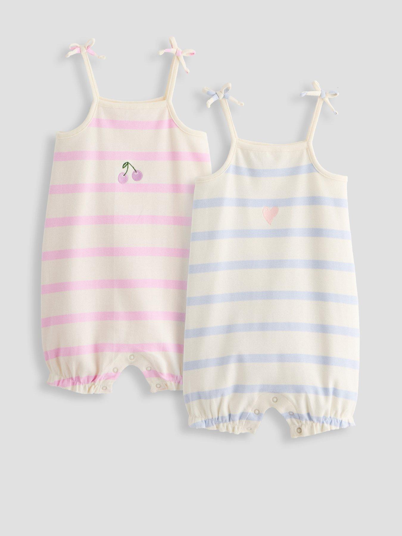The Very Collection Baby Girl Ribbed Jersey Stripe 2 Pack Bodysuits