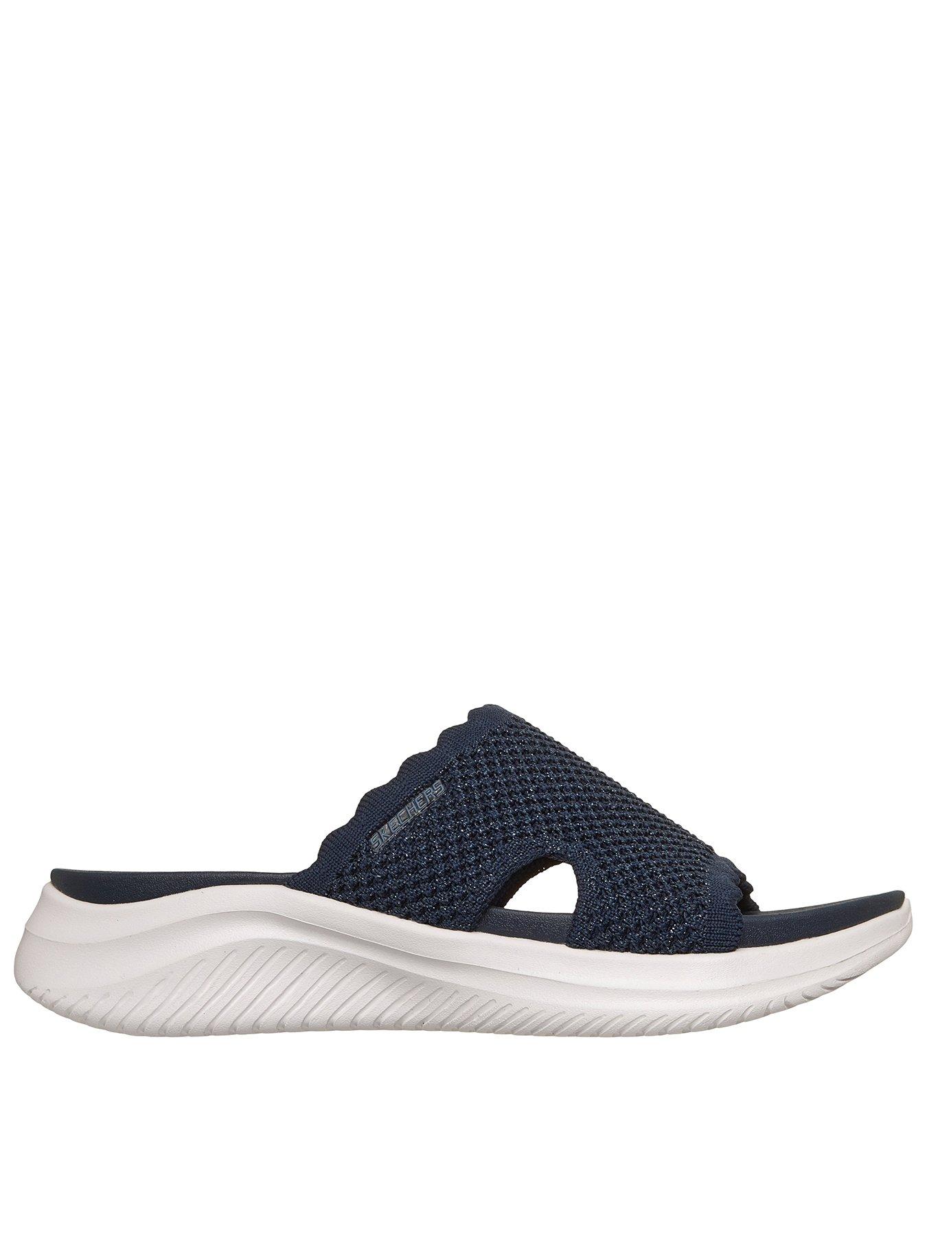 Skechers Ultra Flex 30 Sandal Bring It! Slide Sandal - Navy Knit