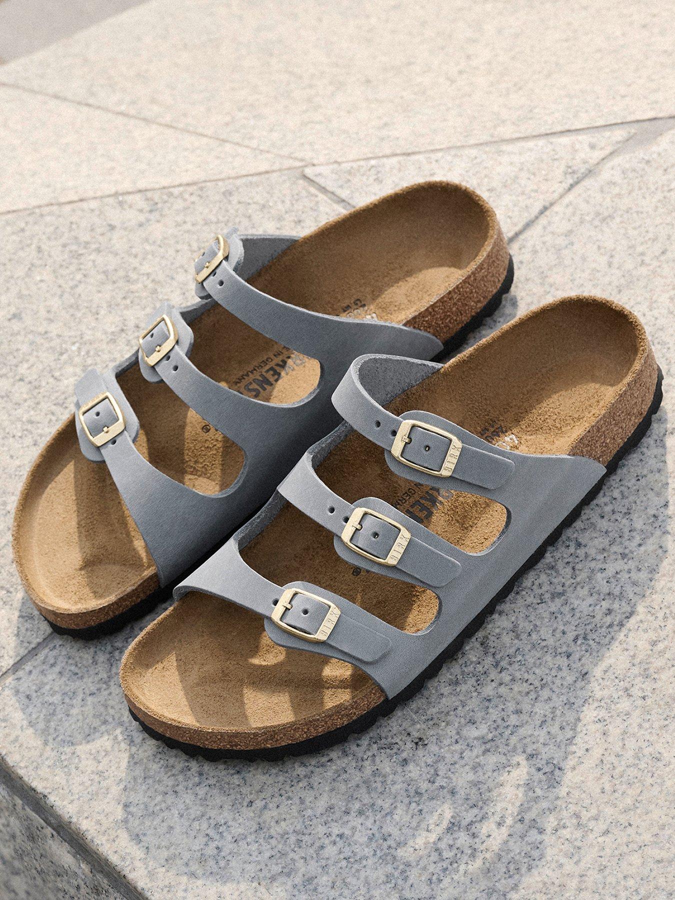 Birkenstock Florida Oiled Leather Sandal, Grey, Size 8, Women