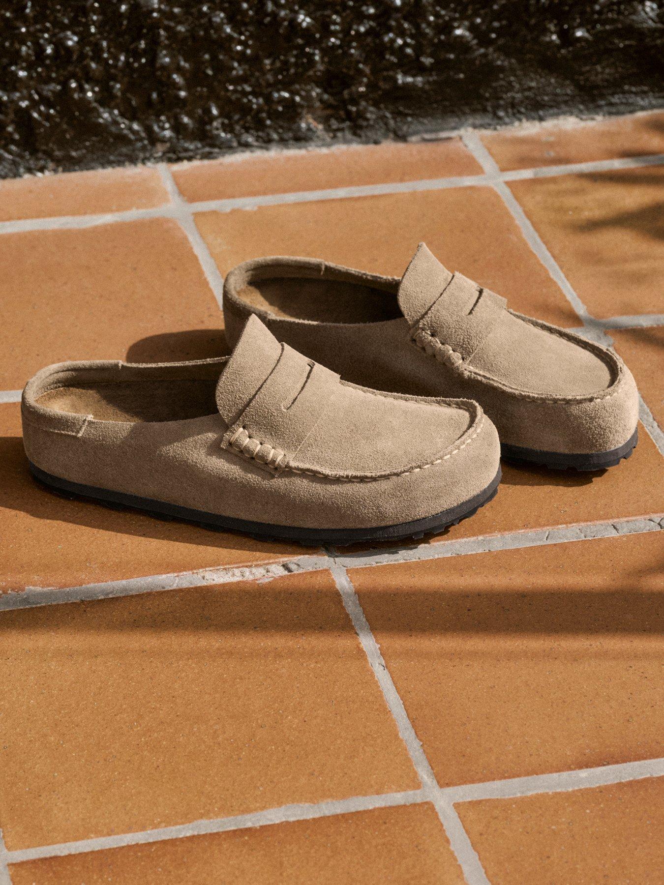 Birkenstock Naples Wrapped Suede Clogs- Taupe