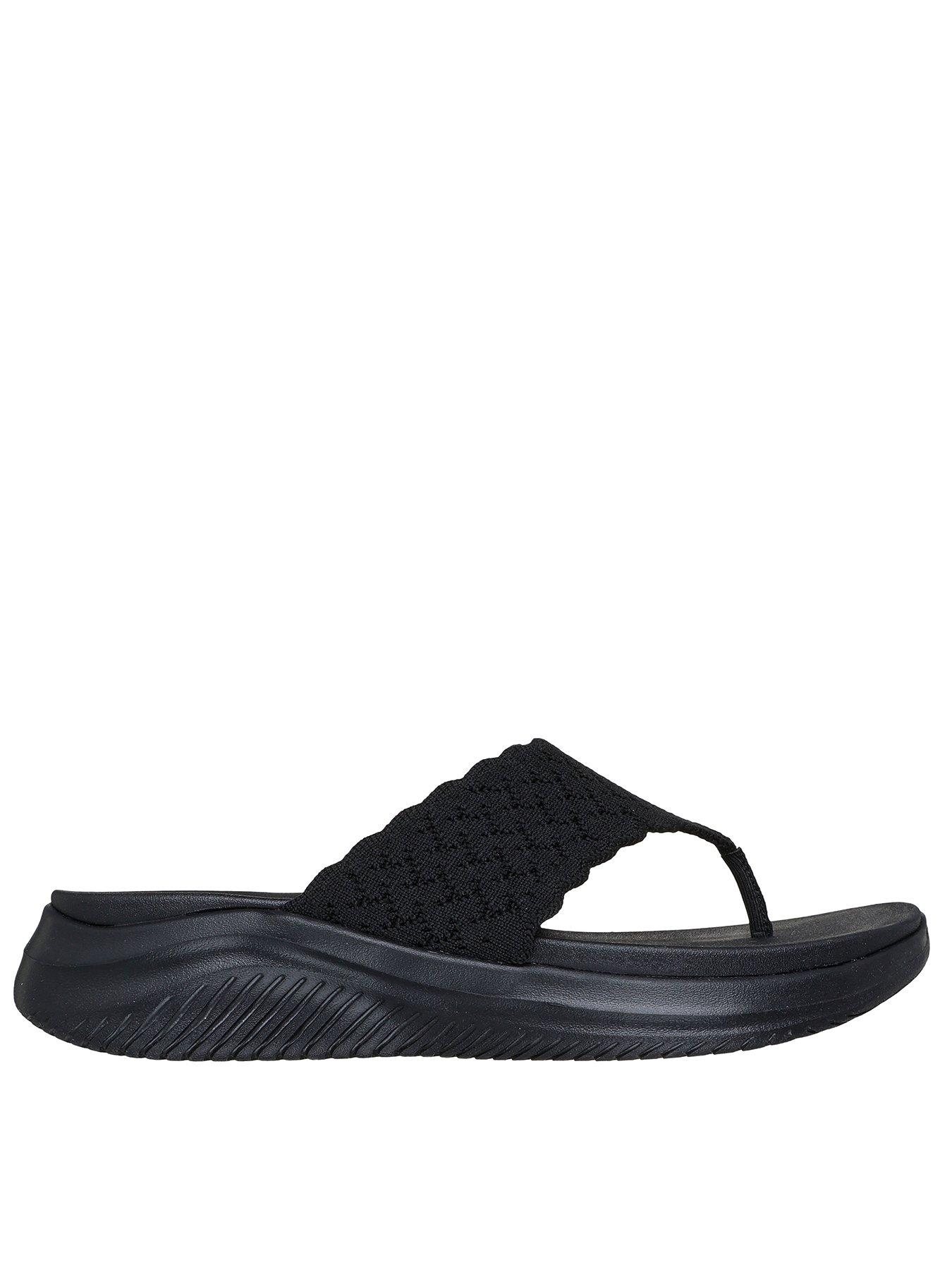 Skechers Ultra Flex 3.0 Sandalrhythm Waves Toe-Post Sandal - Black Knit