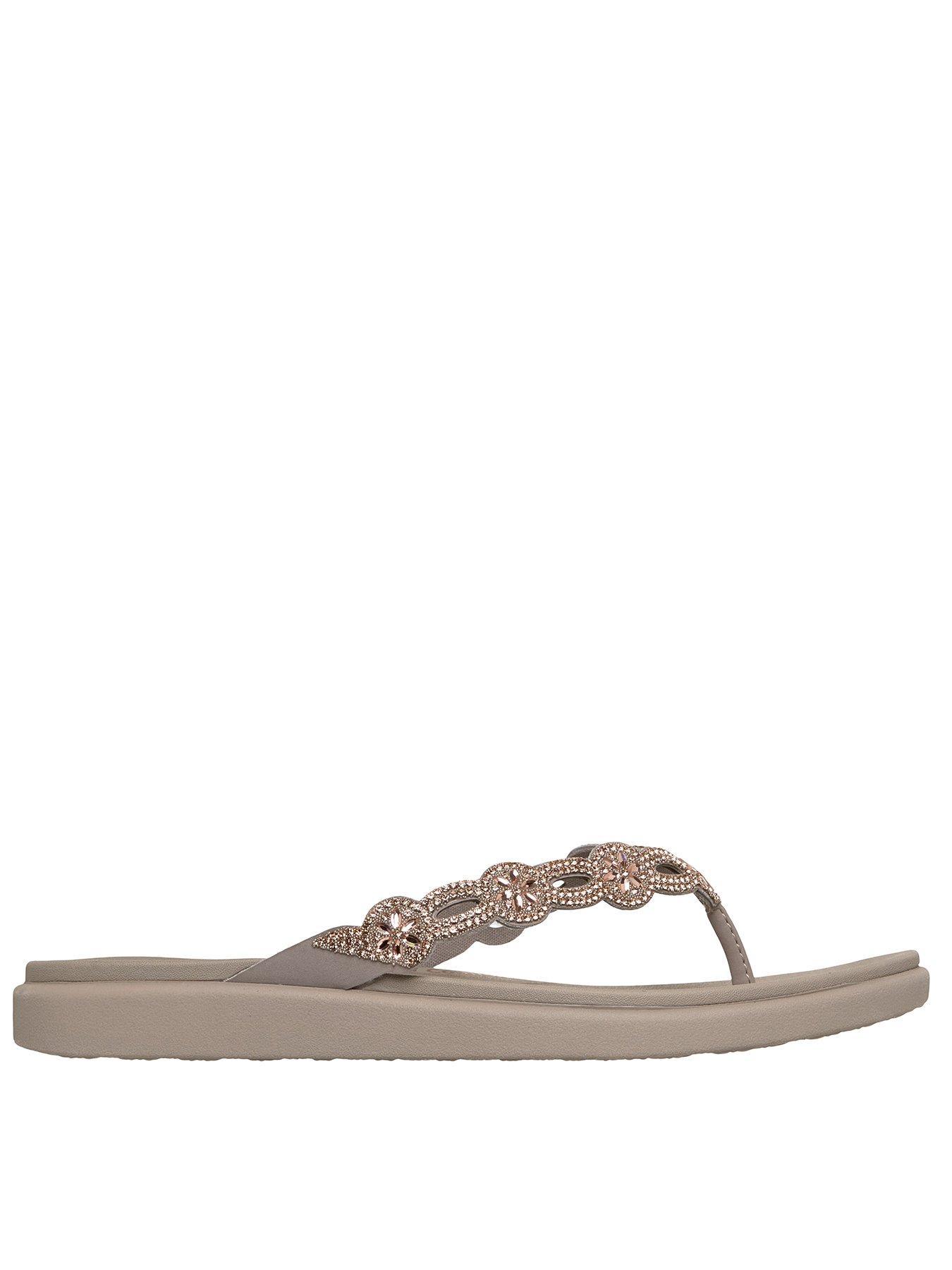 Skechers Meditation Luxe Toe-Post Sandals - Beige