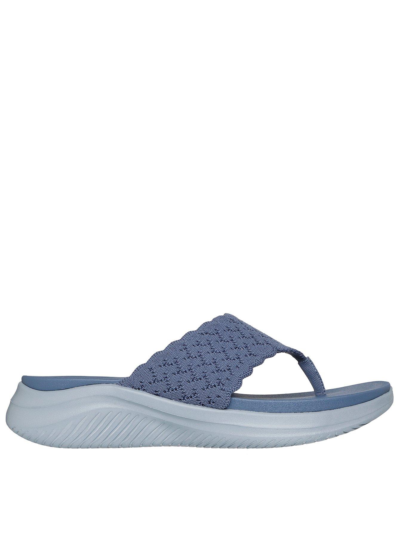 Skechers Ultra Flex 3.0 Sandal Rhythm Waves Toe-Post Sandal - Slate Knit