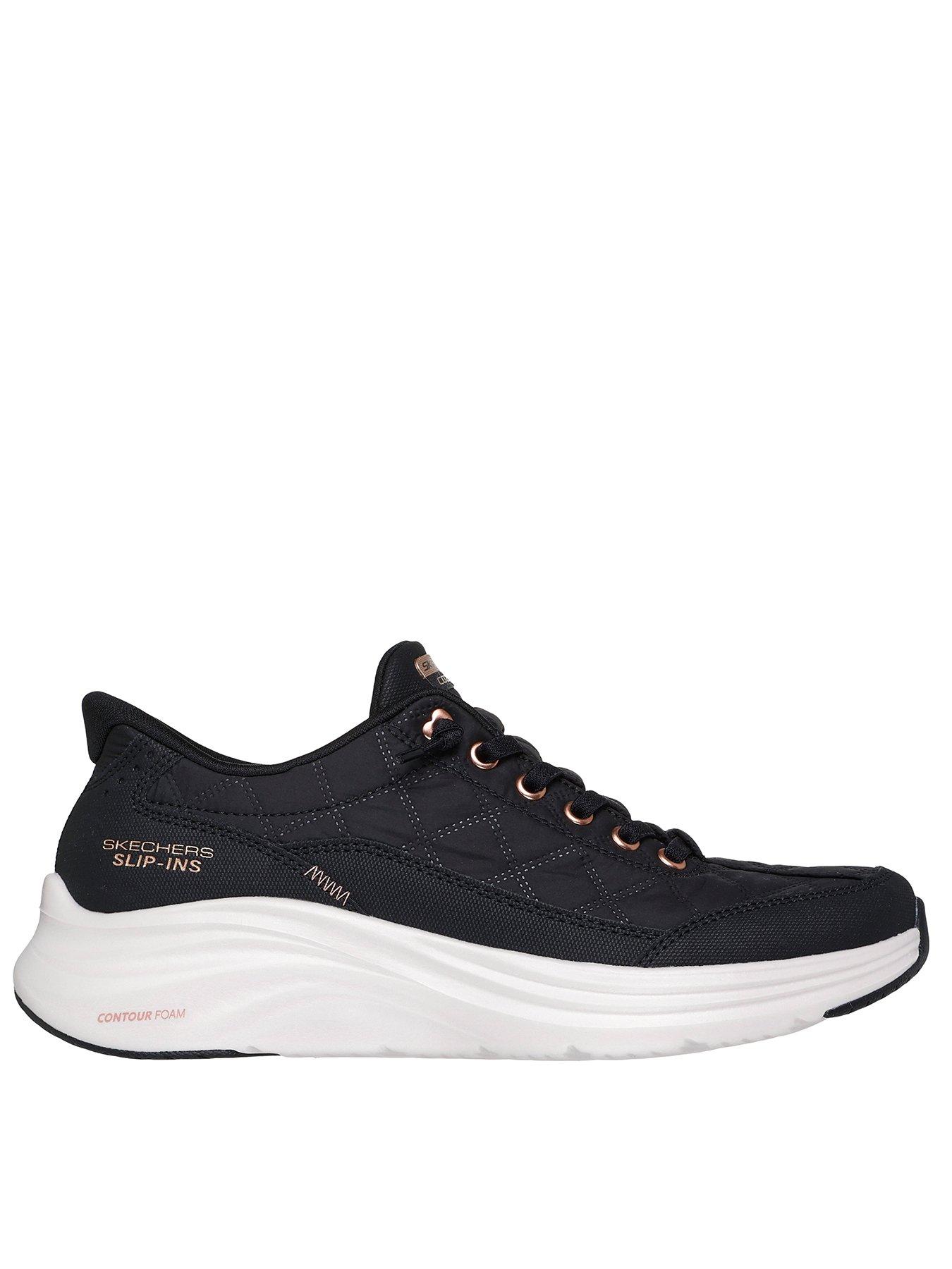 Skechers Wide Fit Contour Foam Golden Hour Cozy Fit Bungee Lace Slip-ins Trainer - Black
