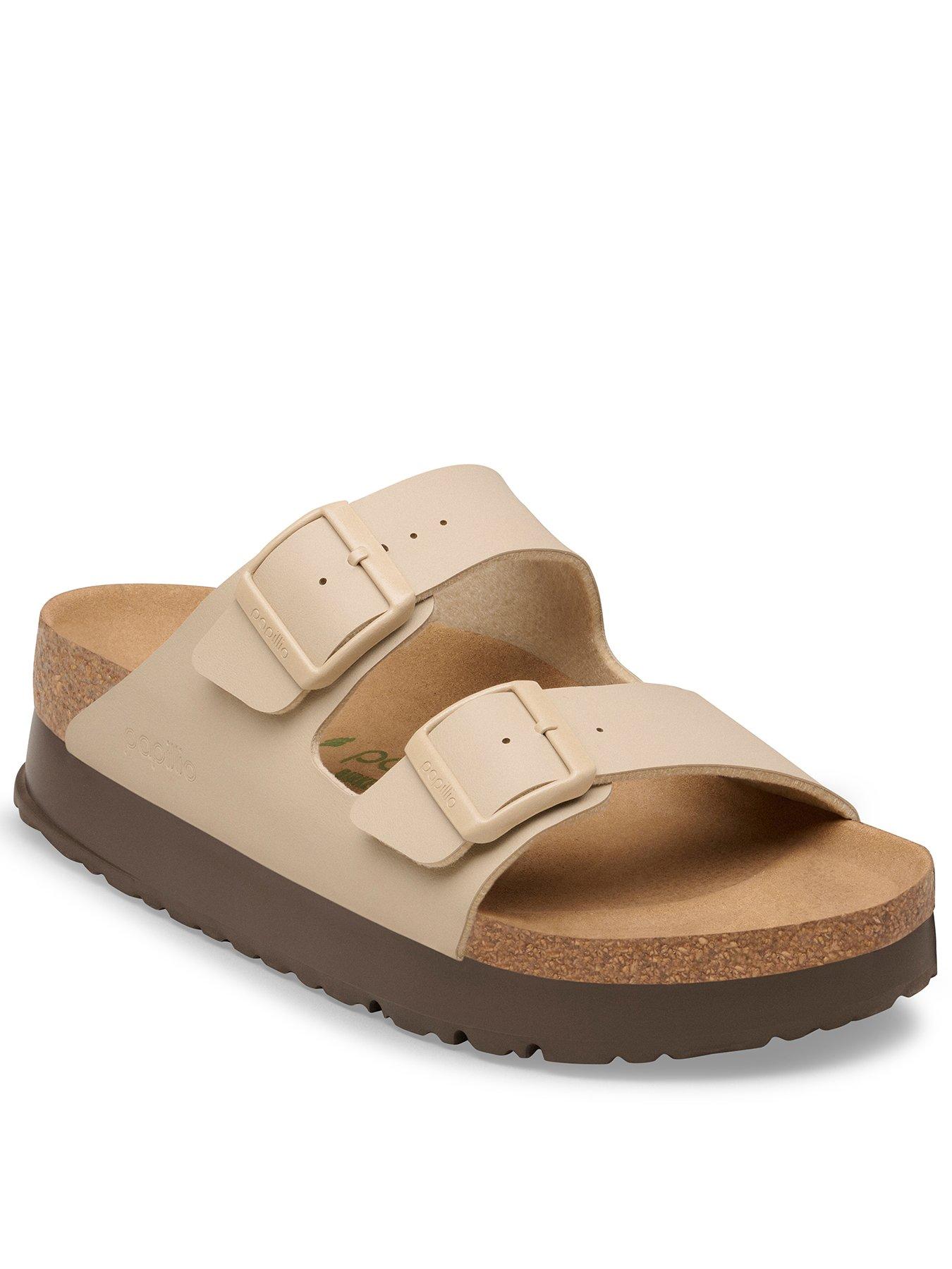 Birkenstock Arizona Flex Platform Birko-Flor Sandal - Sandcastle Beige