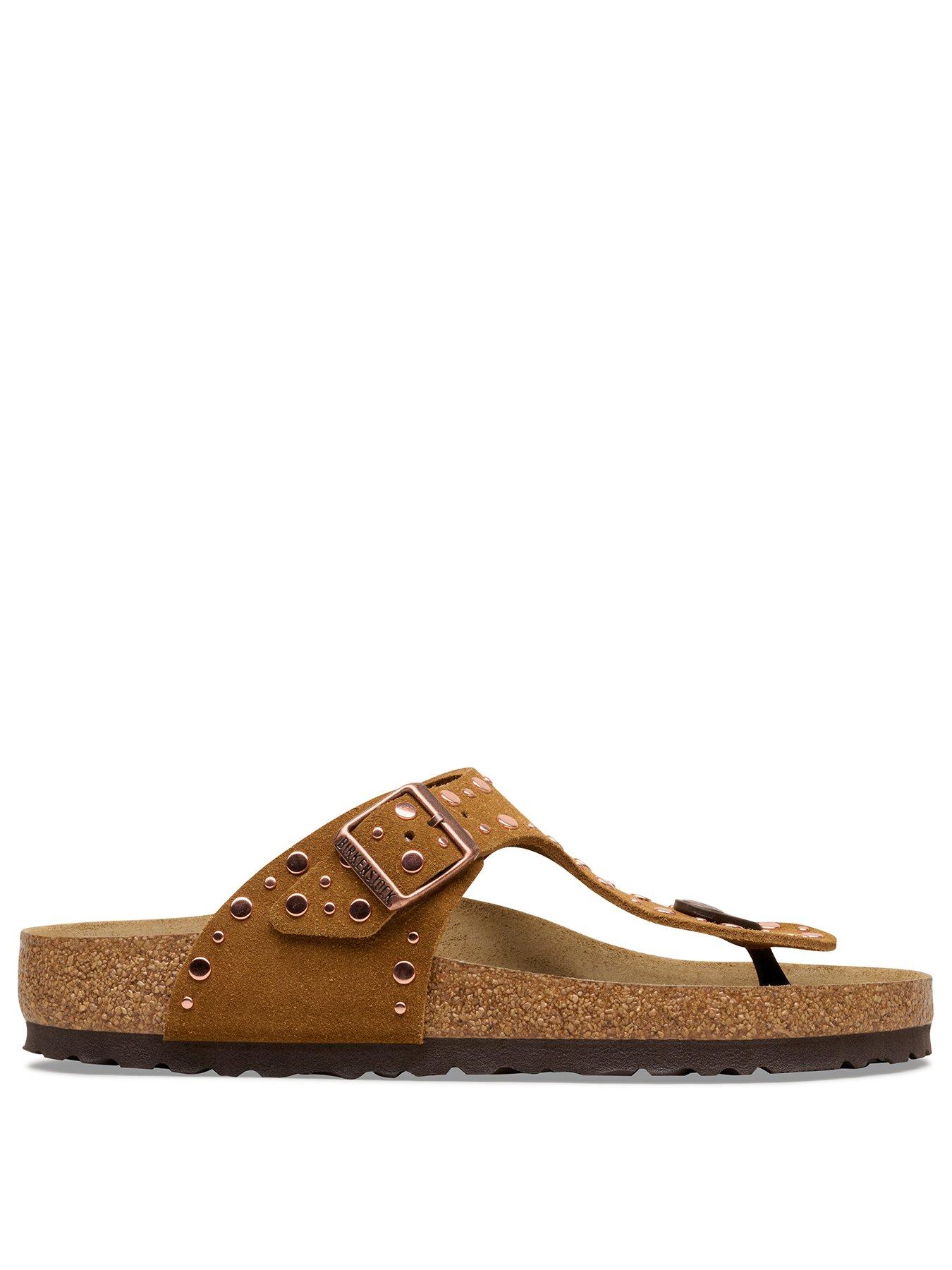 Image 2 of 3 of Birkenstock Gizeh Rivet Suede Sandals - Brown