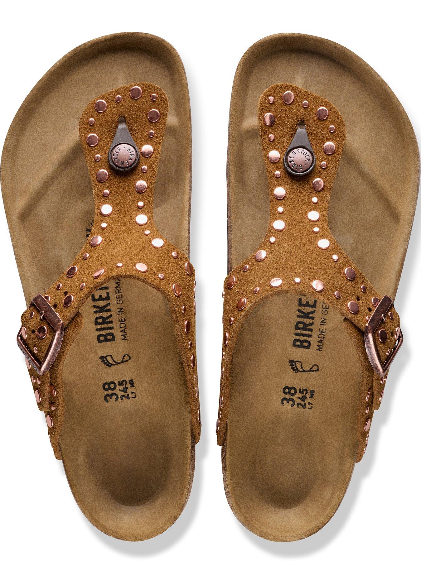 Image 3 of 3 of Birkenstock Gizeh Rivet Suede Sandals - Brown
