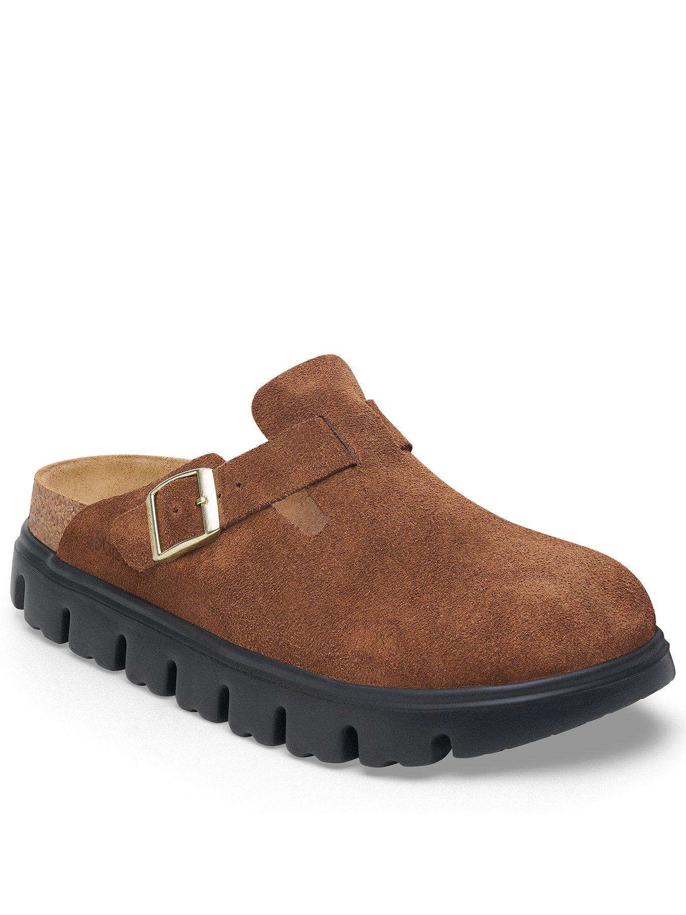 Birkenstock: Boston Chunky Suede Clog - Dark Tea