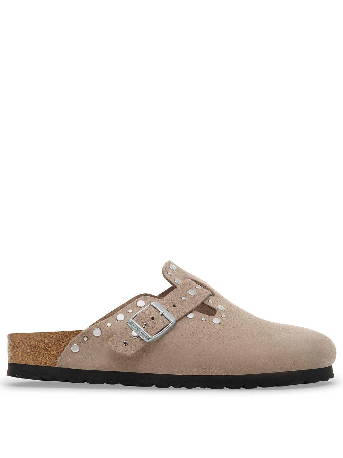 Image 2 of 3 of Birkenstock Womens Boston Suede Rivet Shoe - Taupe