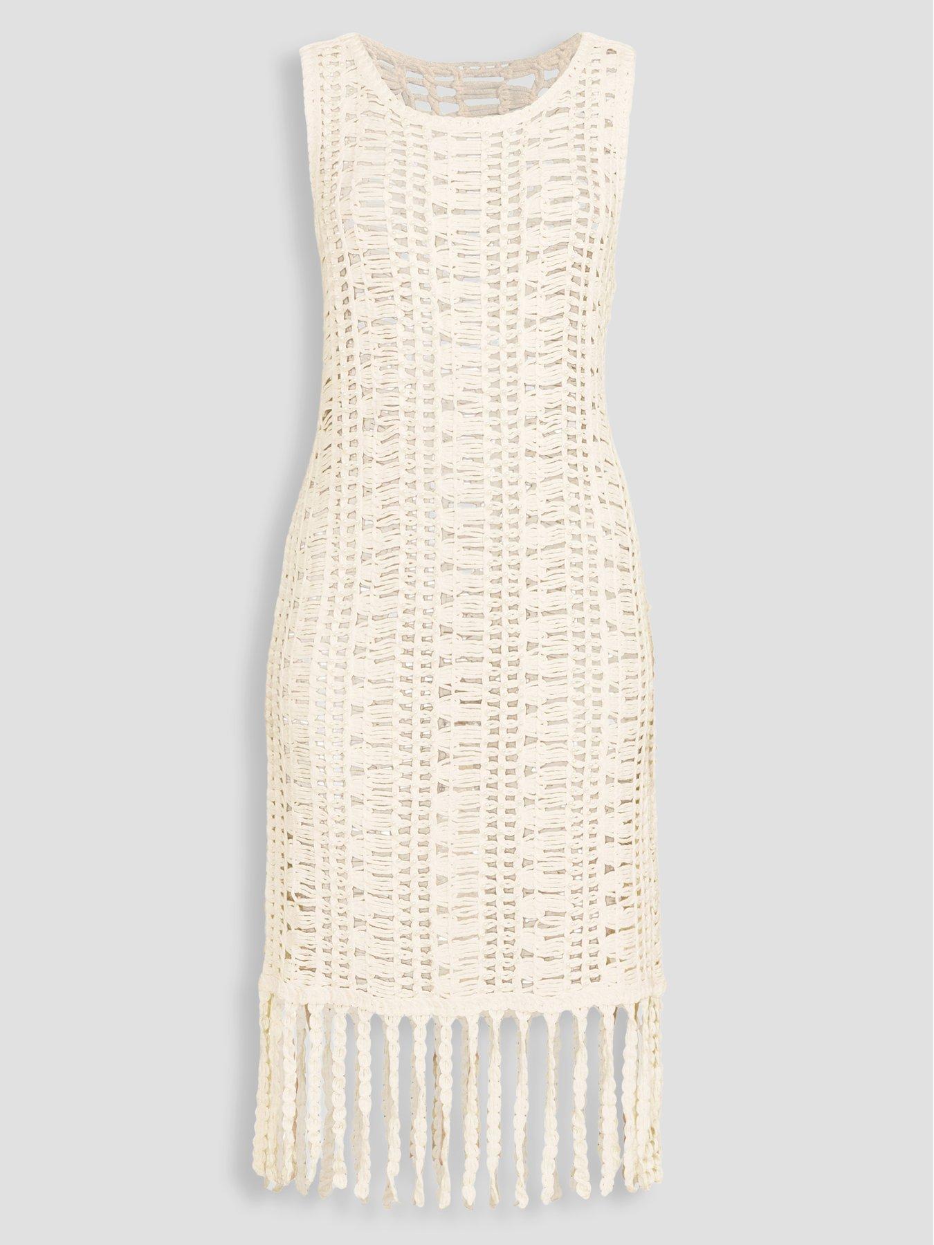 Image 7 of 7 of The Very Collection Crochet Pearl Mini Beach Dress