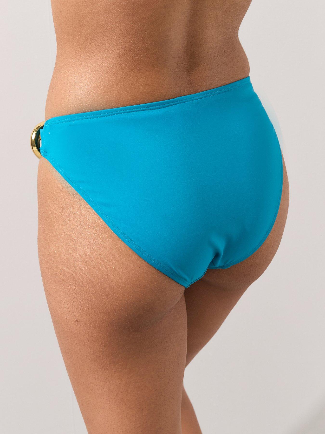 Image 2 of 6 of The Very Collection Gold Detail Bikini Briefs - Blue