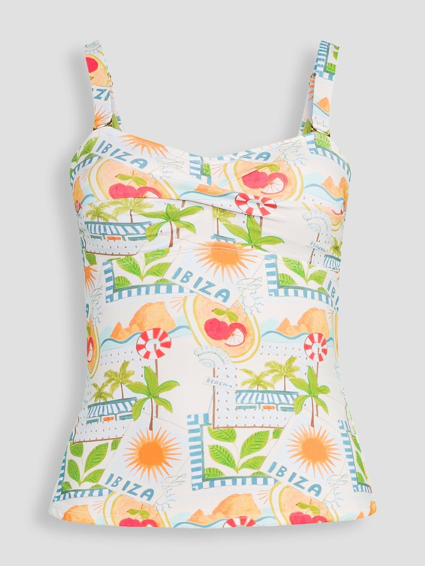 Image 7 of 7 of The Very Collection Ibiza Postcard Twist Front Tankini Top
