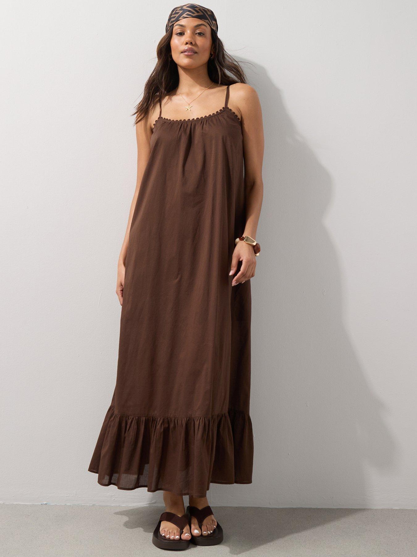The Very Collection Strappy Beach Midaxi Dress - Brown