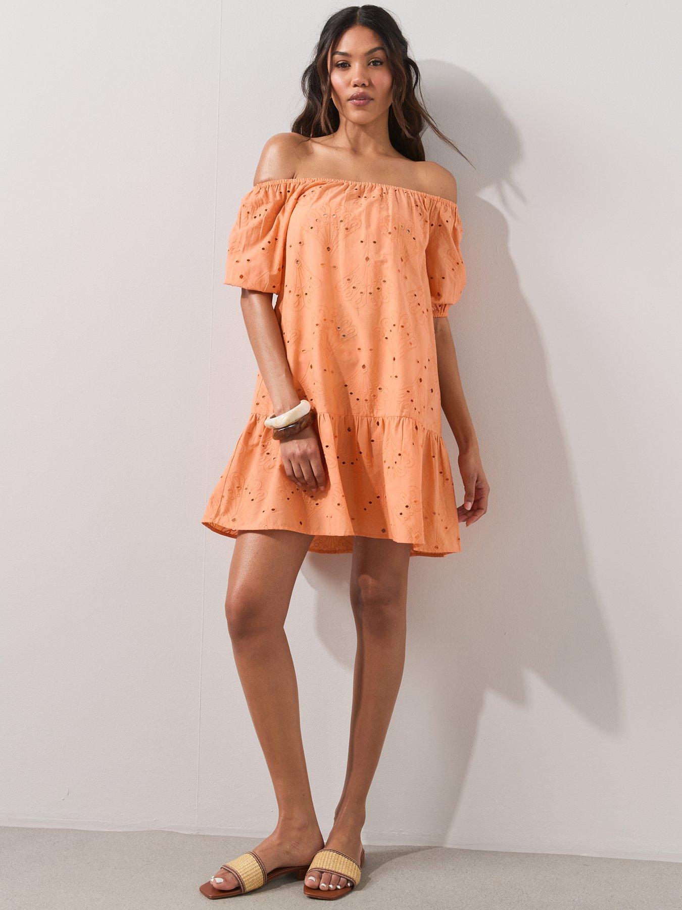 Image 3 of 7 of The Very Collection Embroidered Bardot Beach Dress