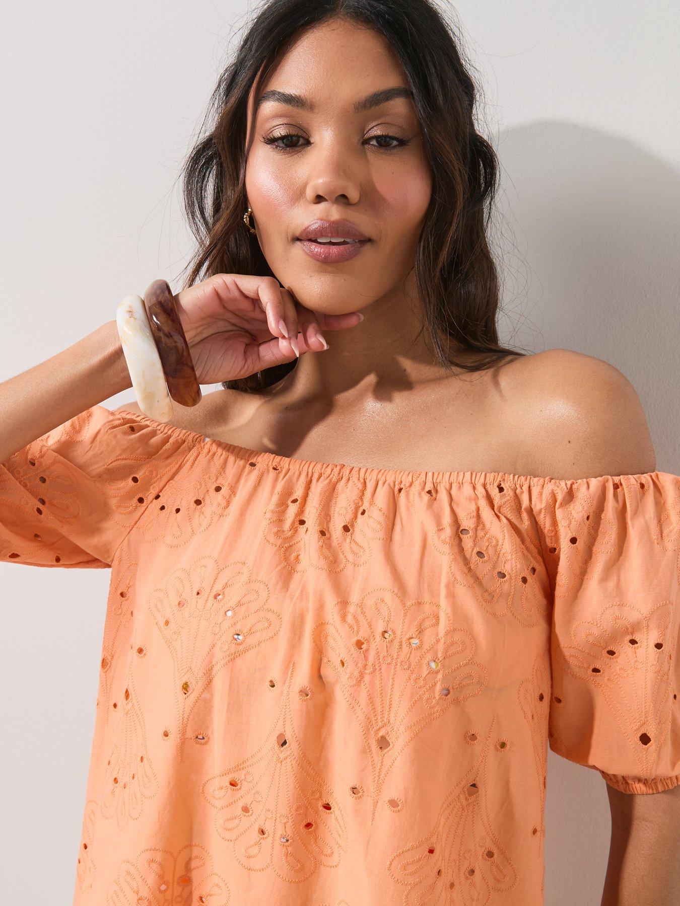 Image 4 of 7 of The Very Collection Embroidered Bardot Beach Dress