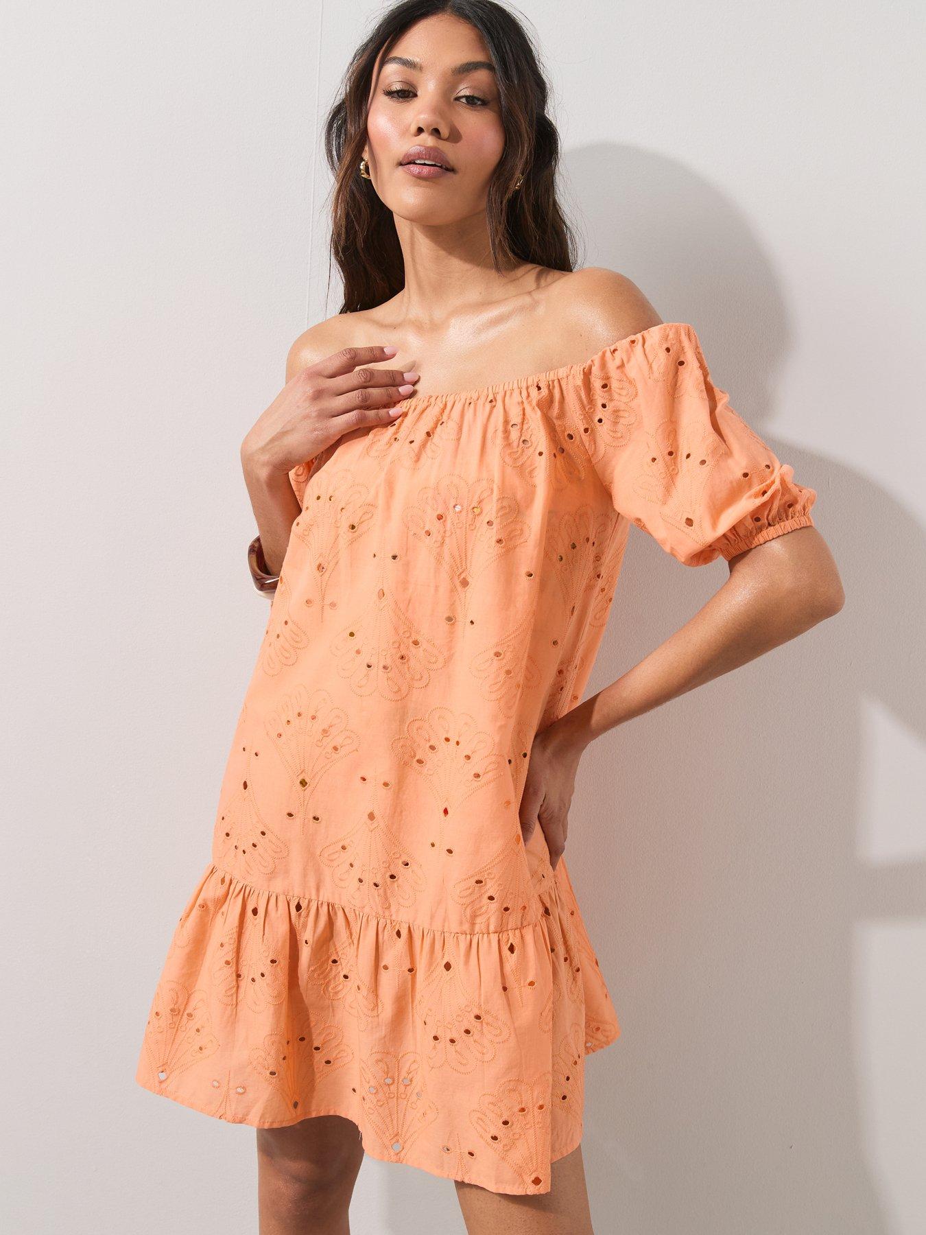 Image 5 of 7 of The Very Collection Embroidered Bardot Beach Dress