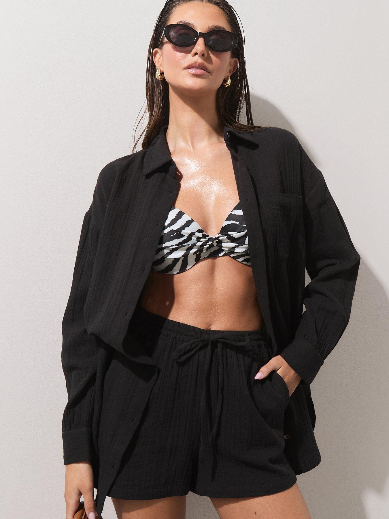 Image 1 of 5 of The Very Collection Longer Length Beach Shirt - Black
