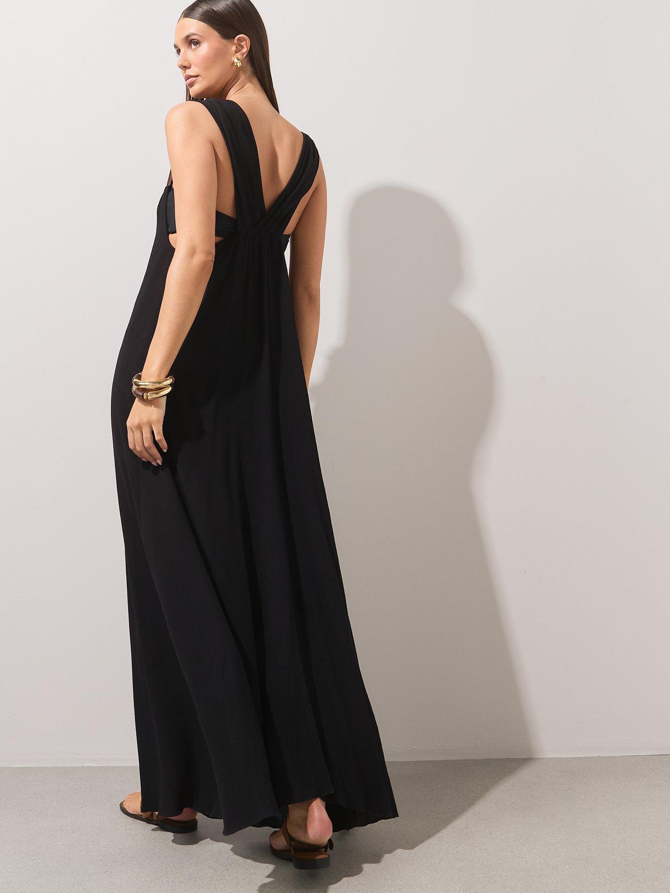 Image 2 of 7 of The Very Collection Gold Trim Maxi Dress - Black