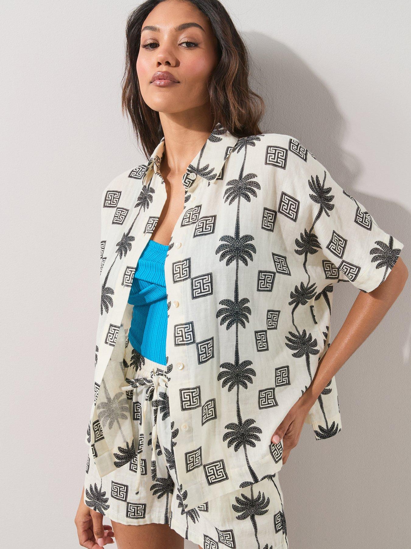 The Very Collection Palm Printed Beach Shirt Co Ord