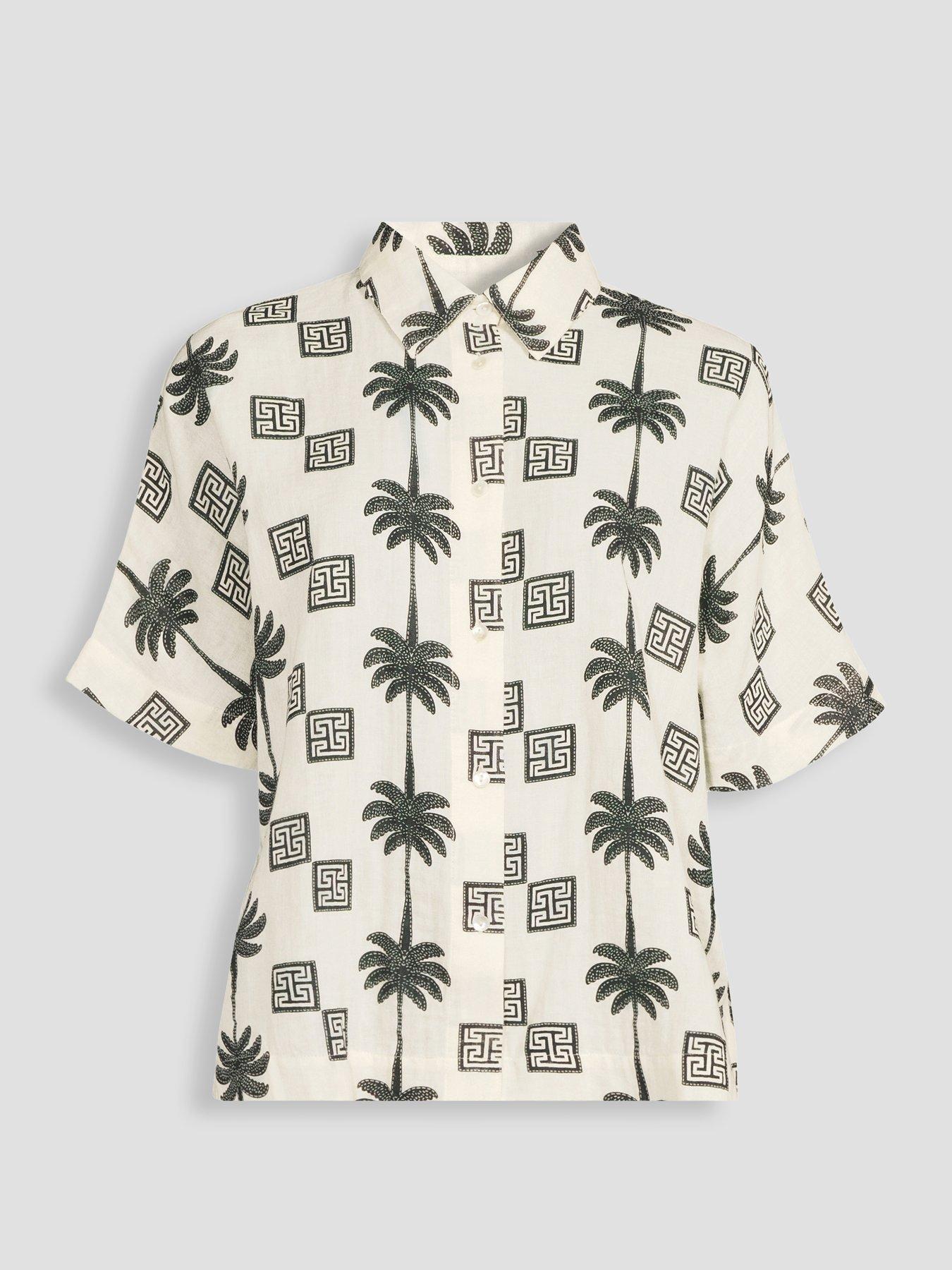 Image 7 of 7 of The Very Collection Palm Printed Beach Shirt Co Ord
