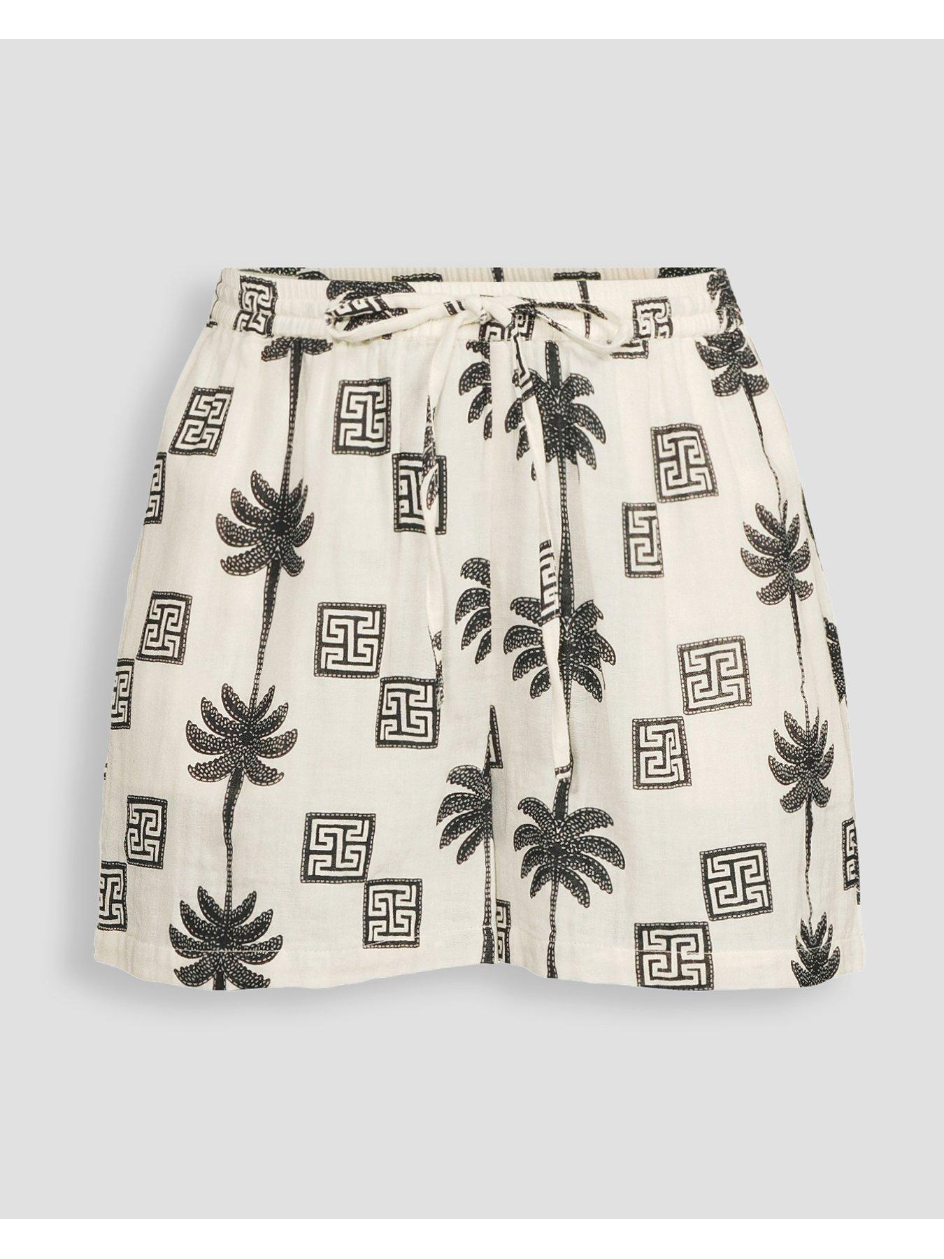 Image 7 of 7 of The Very Collection Palm Printed Beach Shorts Co Ord