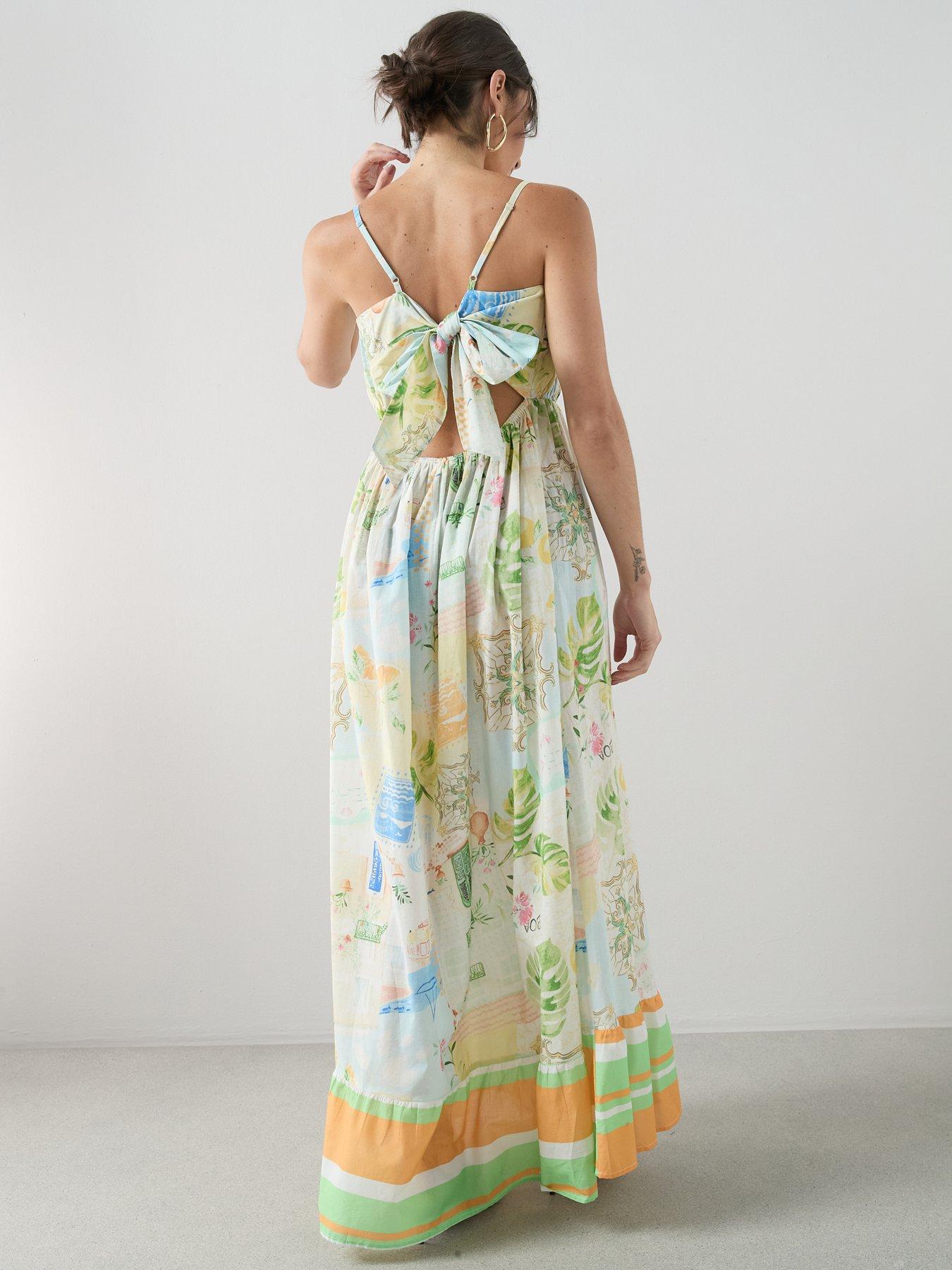 Image 2 of 6 of The Very Collection Postcard Print Maxi Beach Dress - Multi