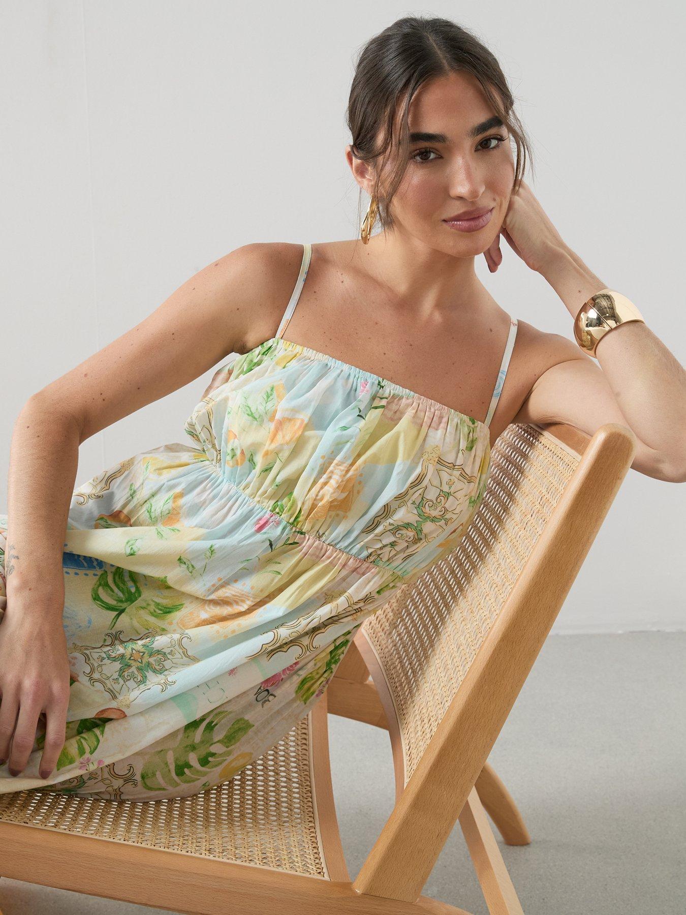 Image 5 of 6 of The Very Collection Postcard Print Maxi Beach Dress - Multi