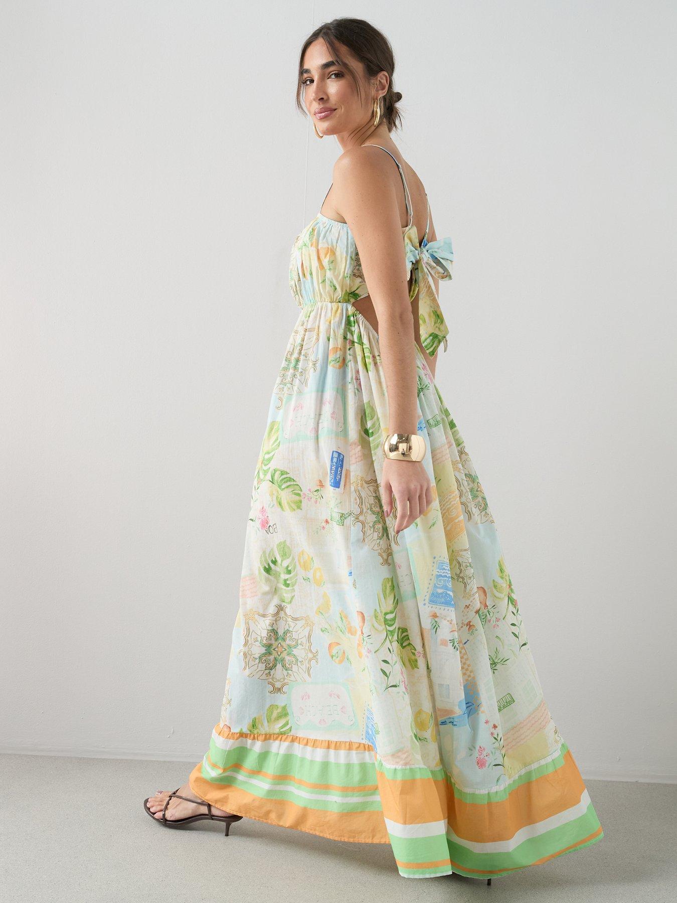 Image 6 of 6 of The Very Collection Postcard Print Maxi Beach Dress - Multi