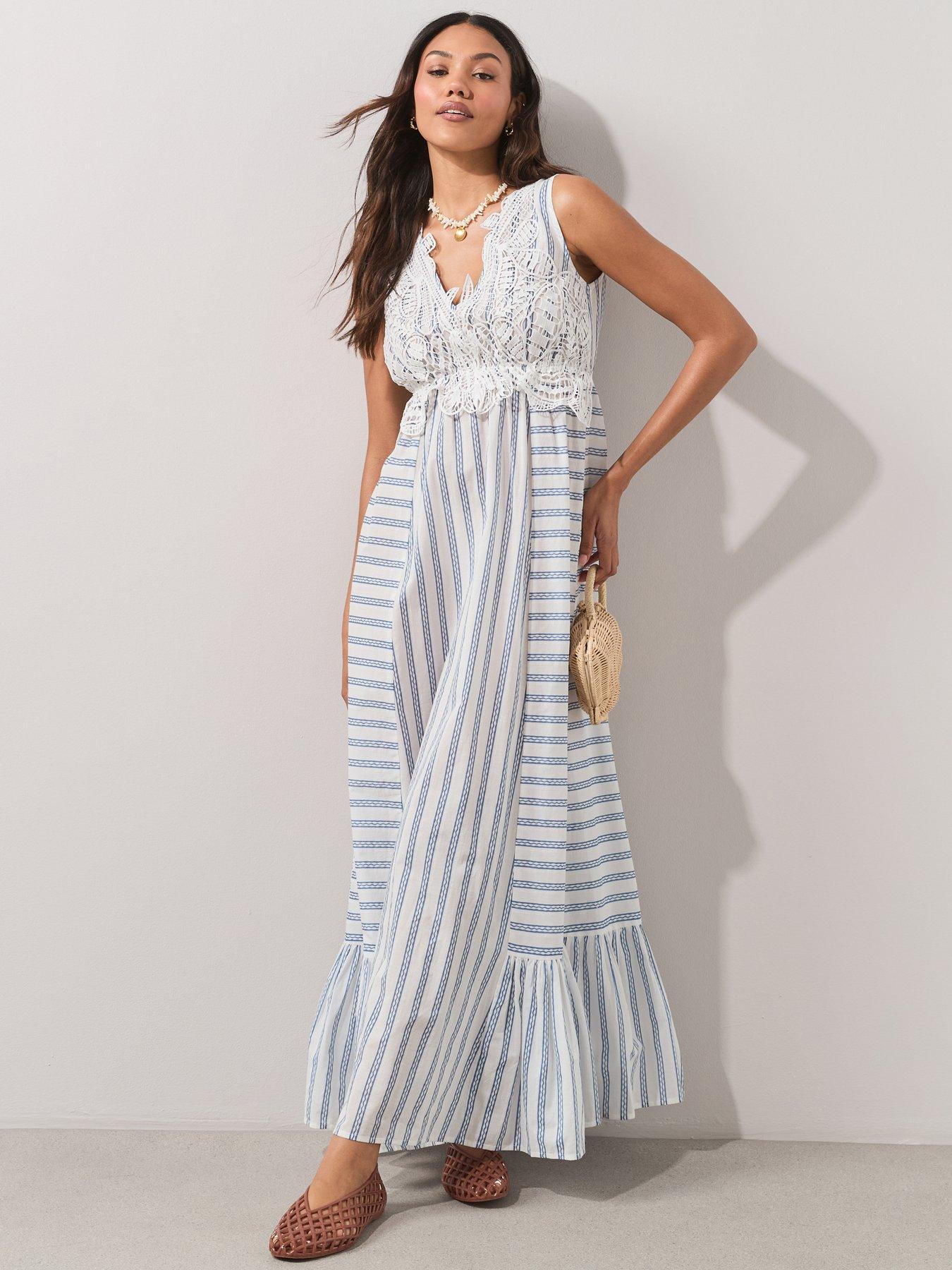 Image 1 of 7 of The Very Collection Crochet Panel Maxi Dress