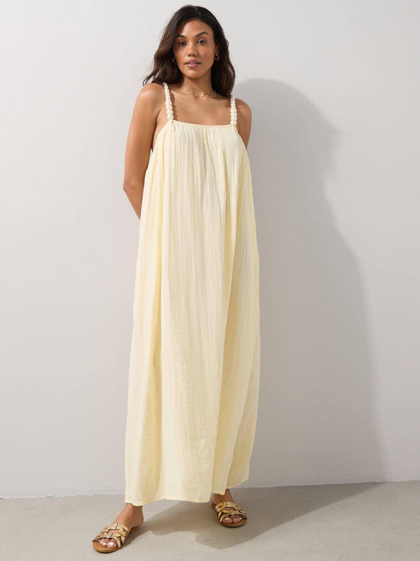 Image 1 of 7 of The Very Collection Pearl Strap Maxi Beach Dress