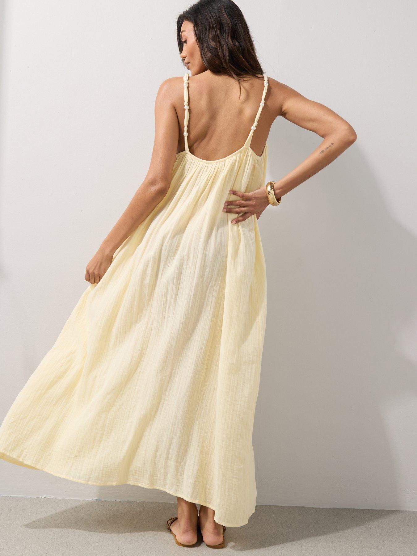 Image 2 of 7 of The Very Collection Pearl Strap Maxi Beach Dress