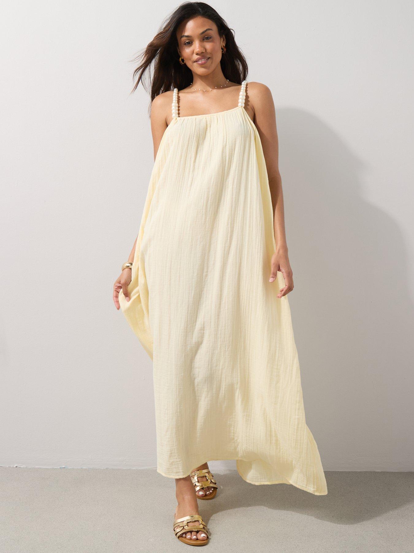 Image 3 of 7 of The Very Collection Pearl Strap Maxi Beach Dress