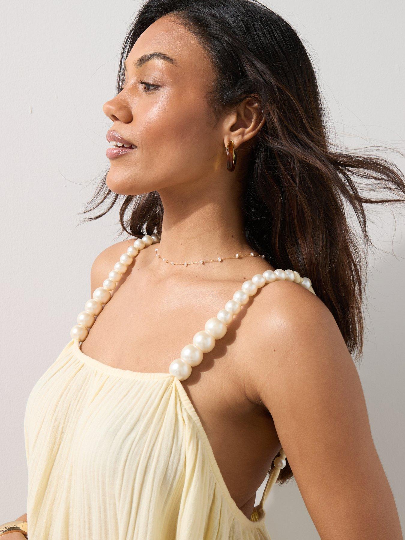 Image 4 of 7 of The Very Collection Pearl Strap Maxi Beach Dress