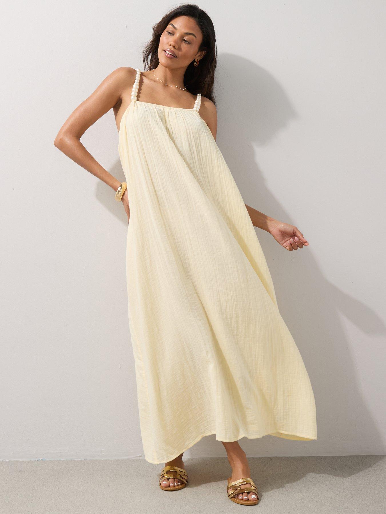 Image 6 of 7 of The Very Collection Pearl Strap Maxi Beach Dress