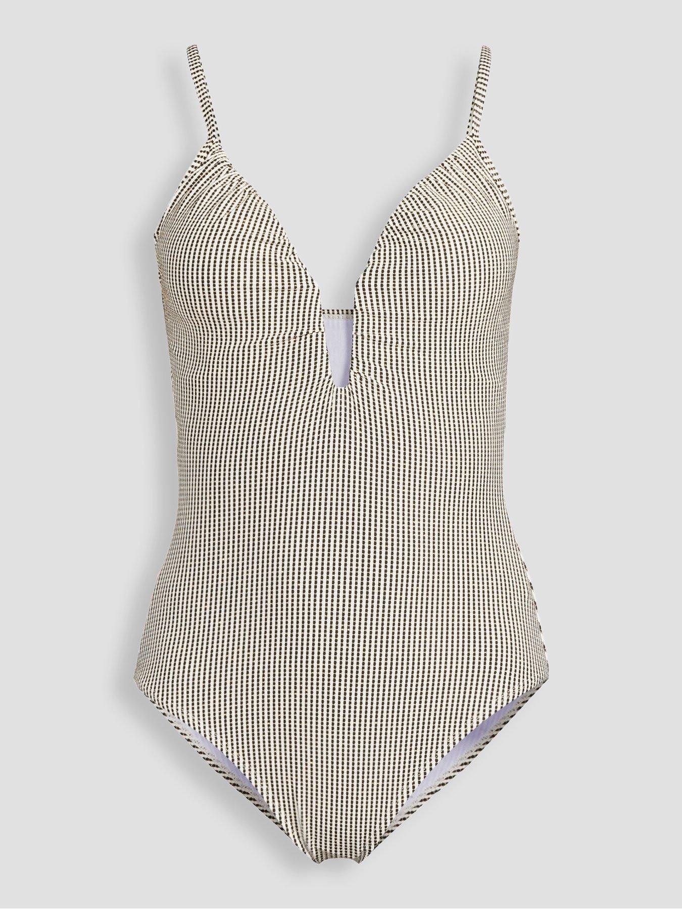 Image 7 of 7 of The Very Collection Shape Enhancing Lurex Check Plunge Swimsuit - Multi